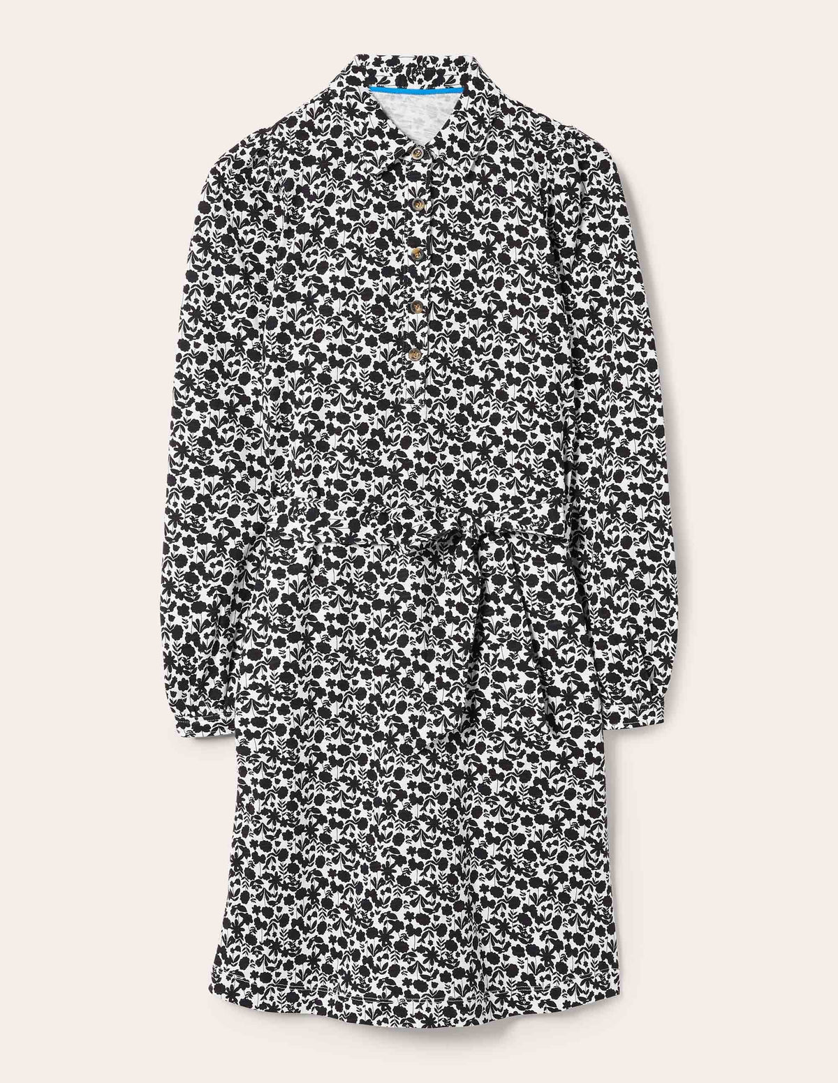 Jersey Shirt Dress-Black, Flora Bloom-5