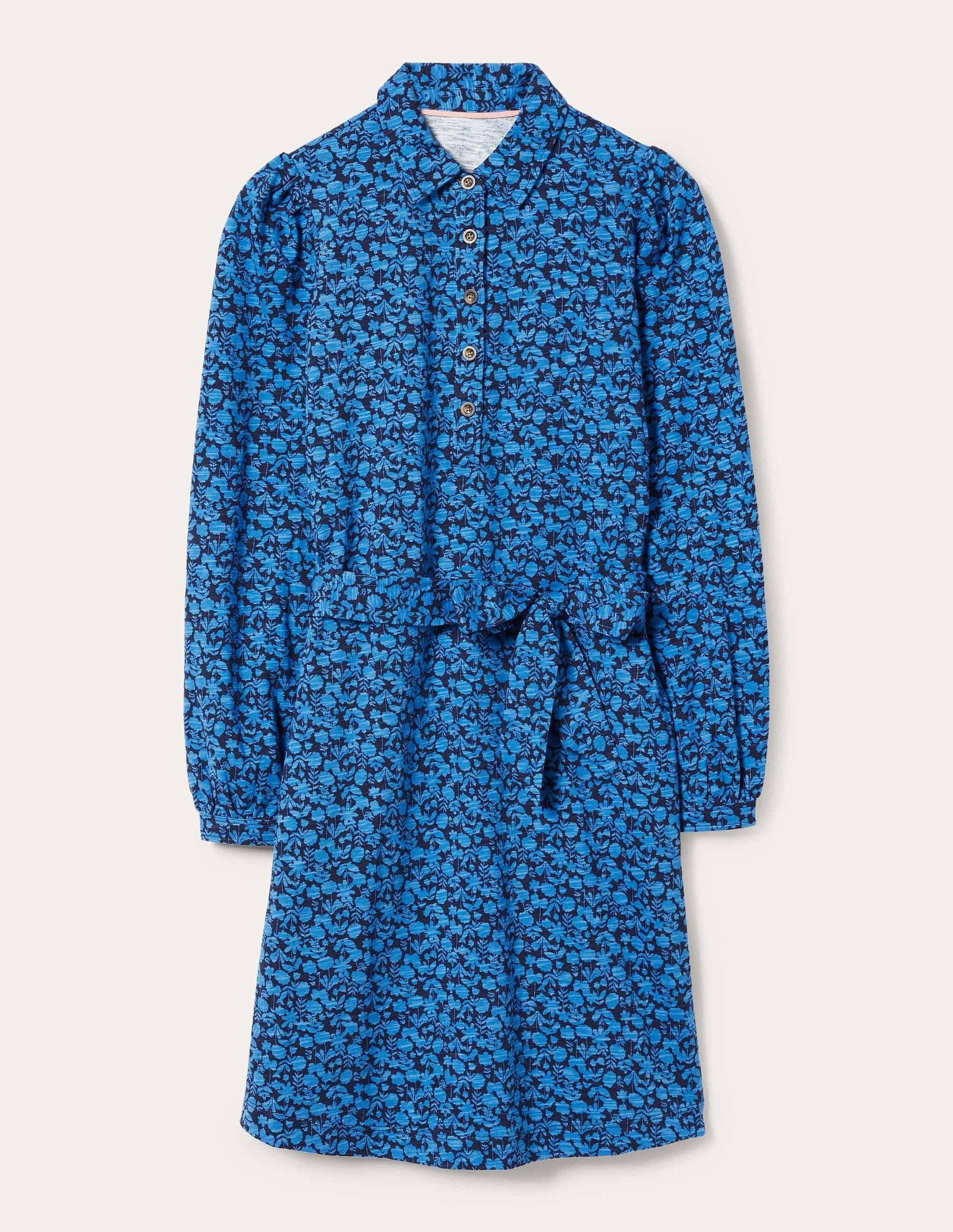 Jersey Shirt Dress-Moroccan Blue, Flora Bloom-5