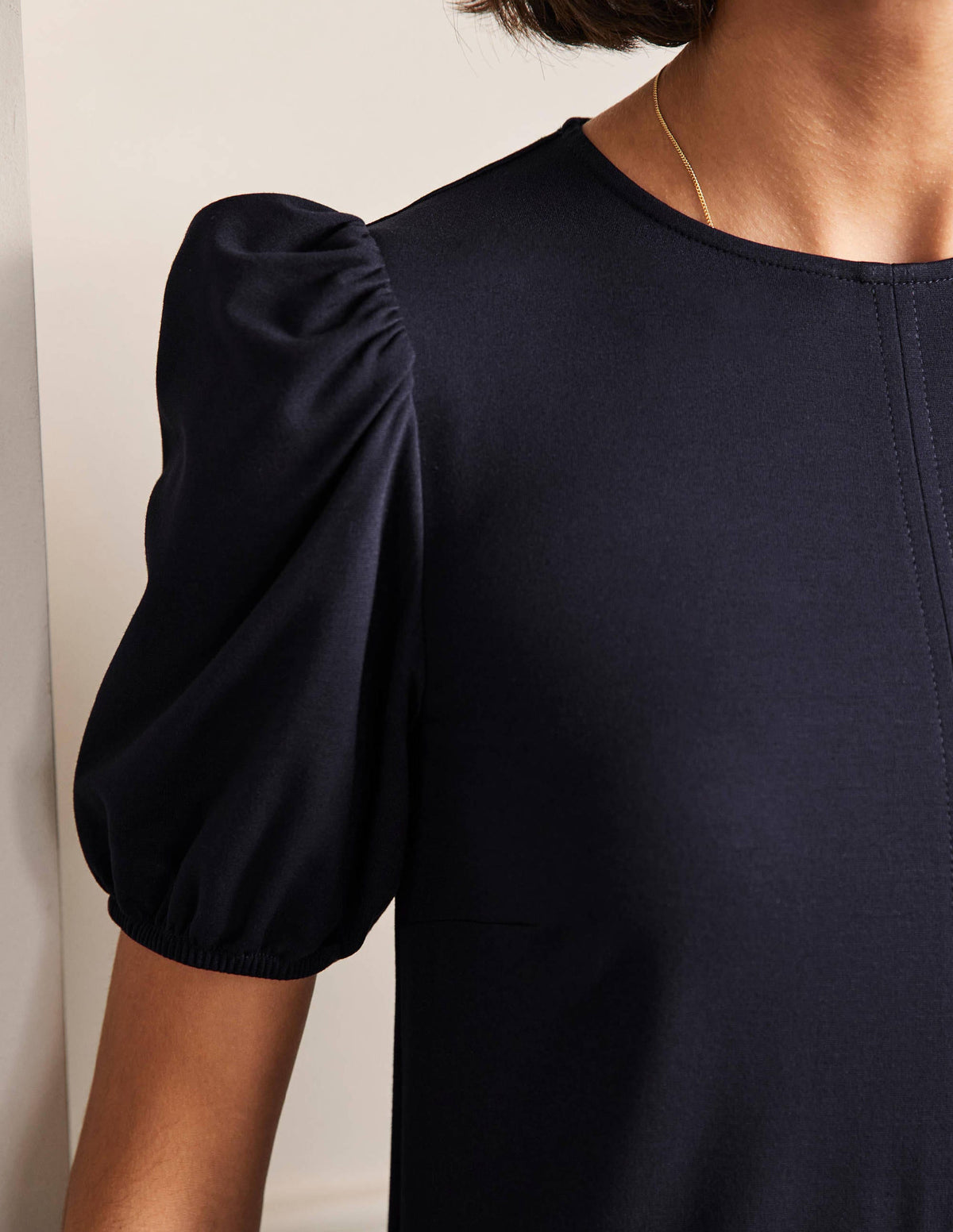 Seam Detail Jersey Shift Dress-Navy-2