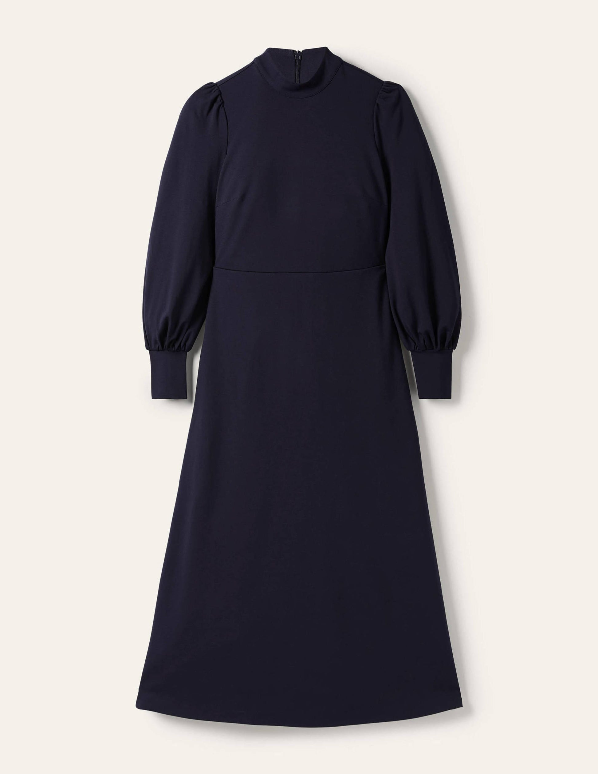 Cuffed Jersey Midi Dress-Navy-5