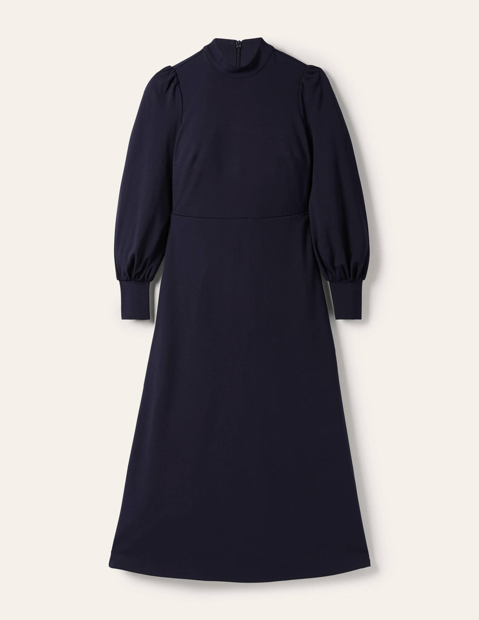 Cuffed Jersey Midi Dress-Navy - Image 5