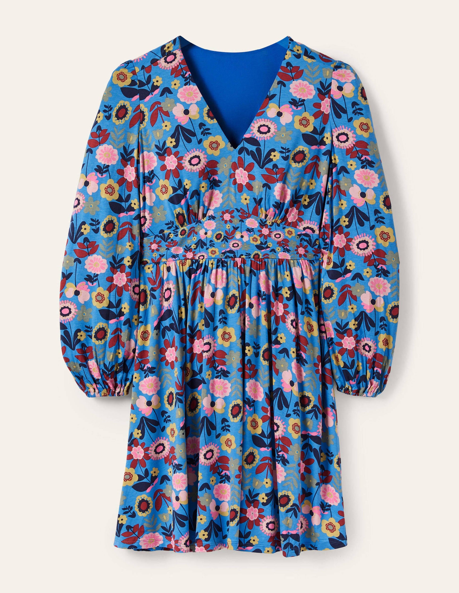 Jersey Mini Tea Dress-Moroccan Blue, Flora Bloom-5