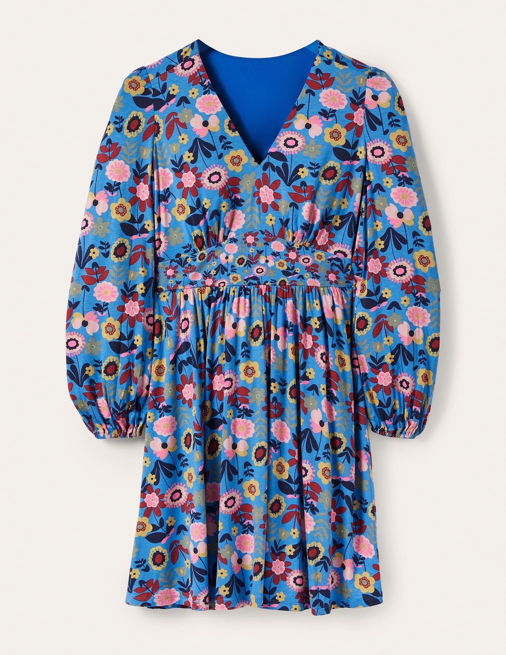 Jersey Mini Tea Dress-Moroccan Blue, Flora Bloom - Image 6