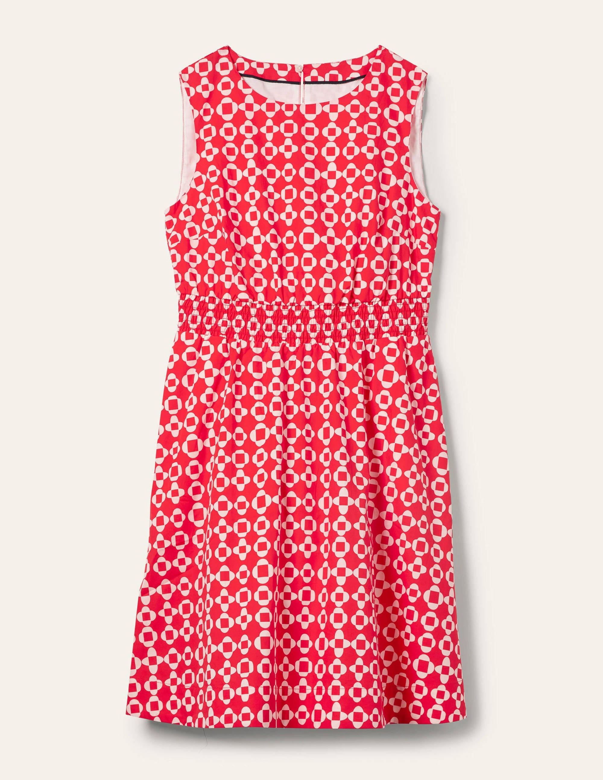 Smocked Waist Mini Dress-Bright Coral, Mosaic Square - Image 5