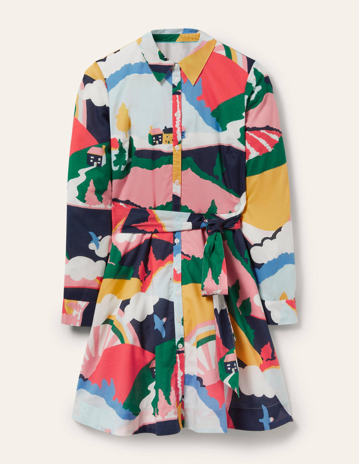 Kitty Shirt Dress-French Navy, Scenic Meadow - Image 5