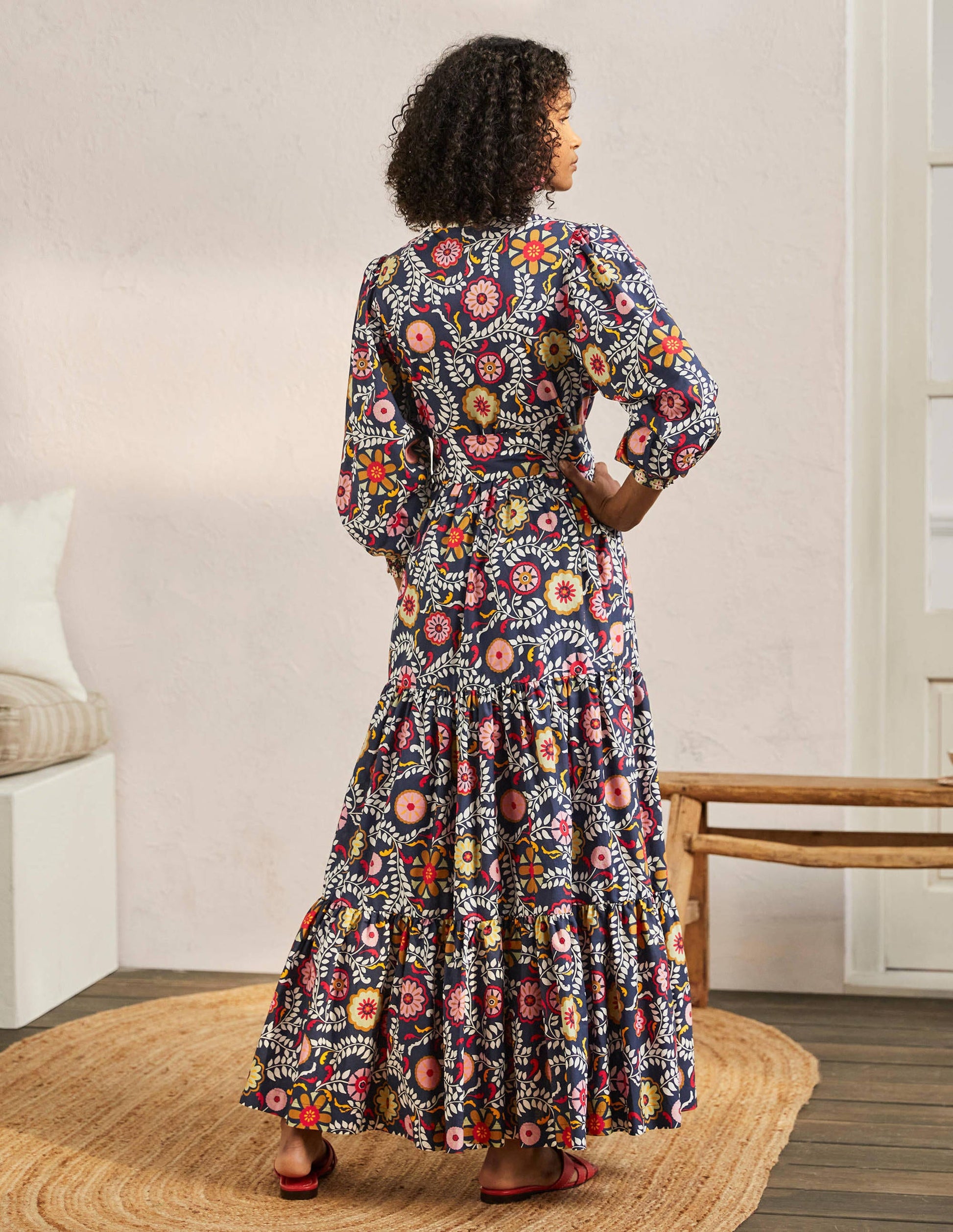 Ava Tiered Maxi Dress-French Navy, Opulent Garden-3