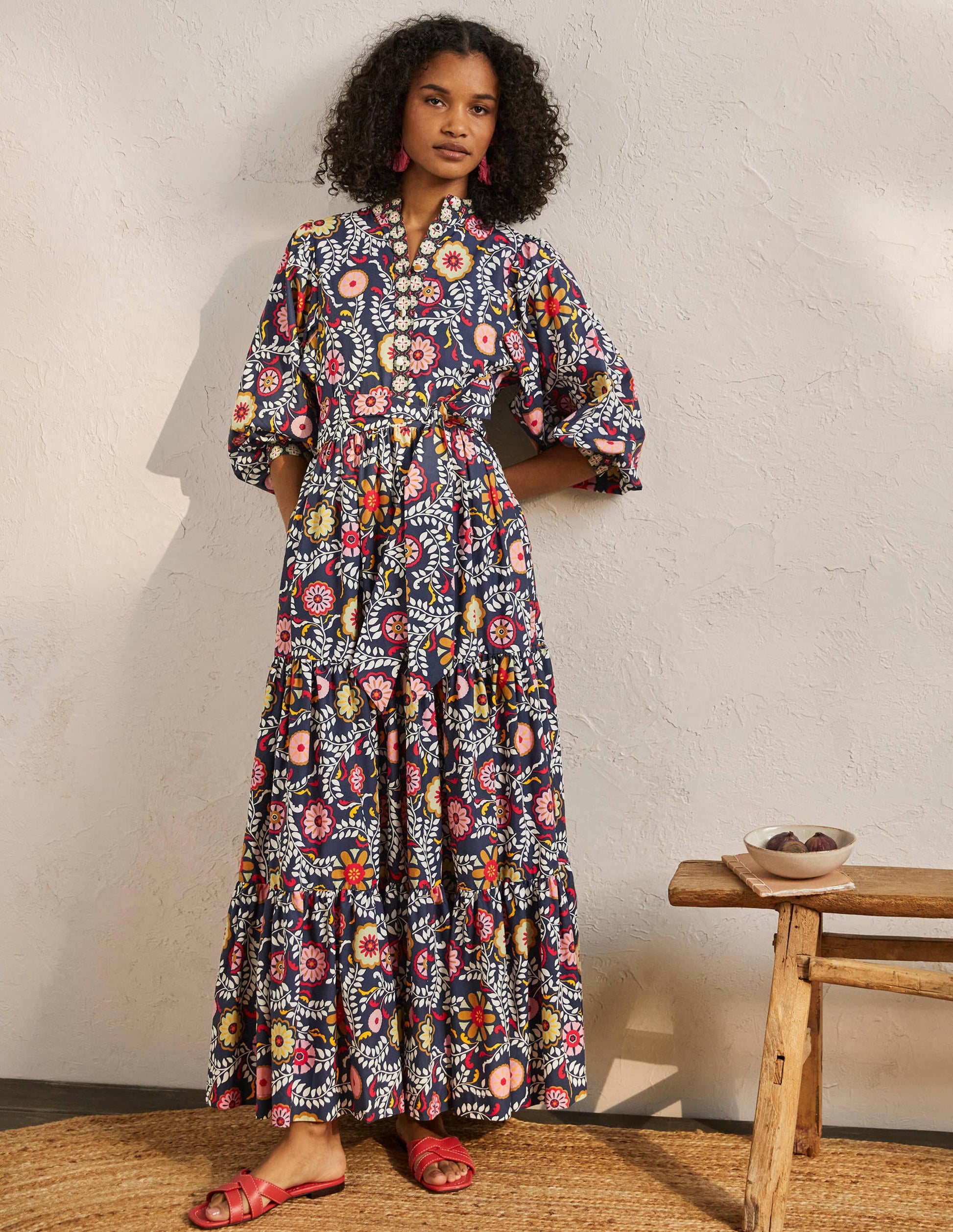 Ava Tiered Maxi Dress-French Navy, Opulent Garden-4