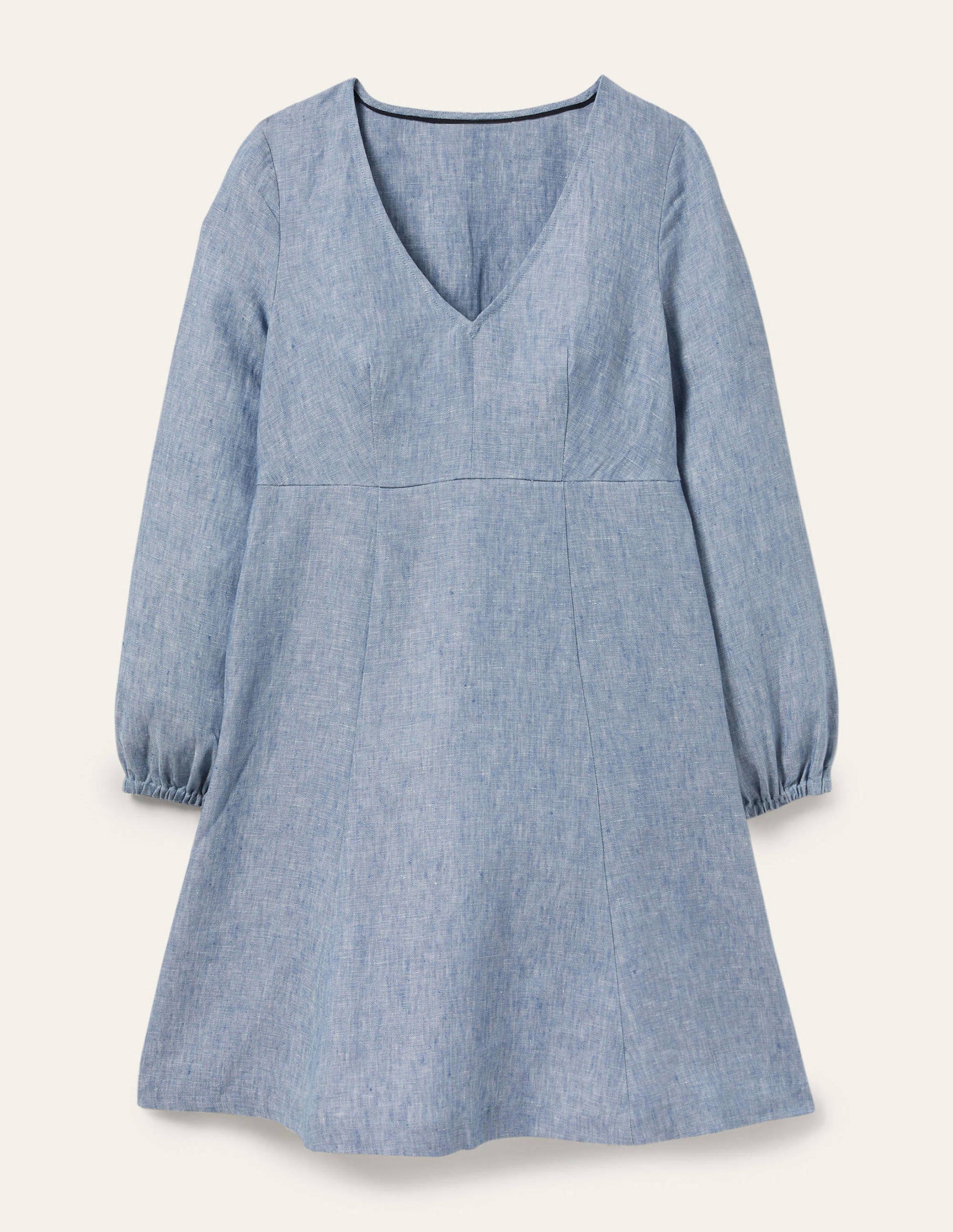 V-Neck Flippy Mini Dress-Chambray-5