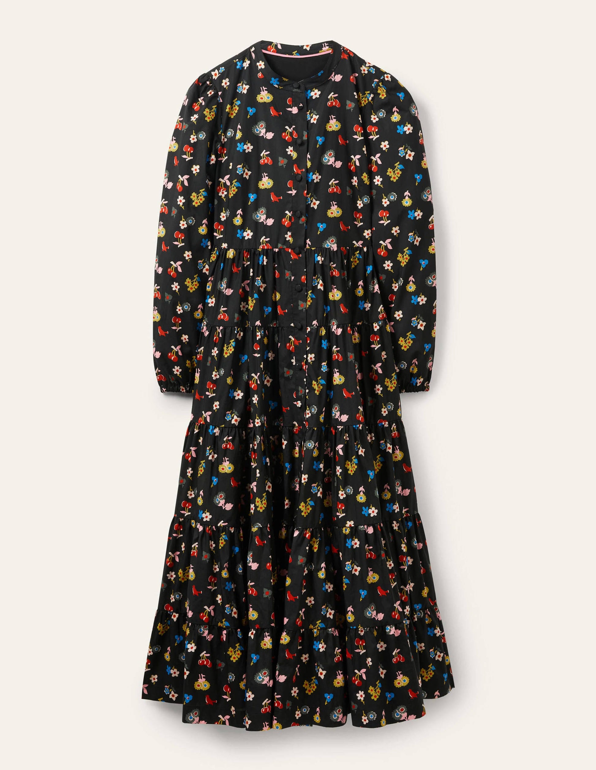 Multi Tiered Maxi Dress-Black, Woodland Bud-5