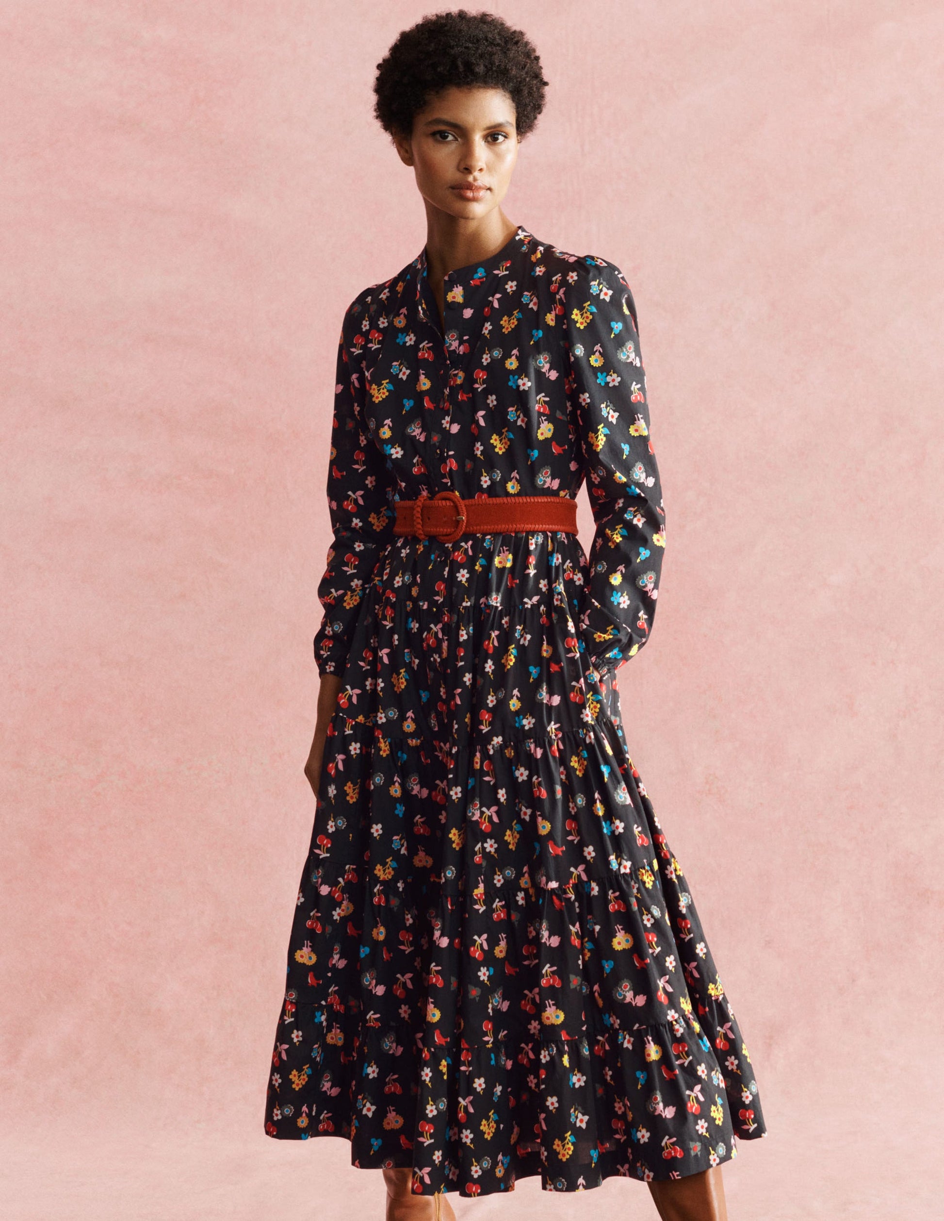 Multi Tiered Maxi Dress-Black, Woodland Bud-6