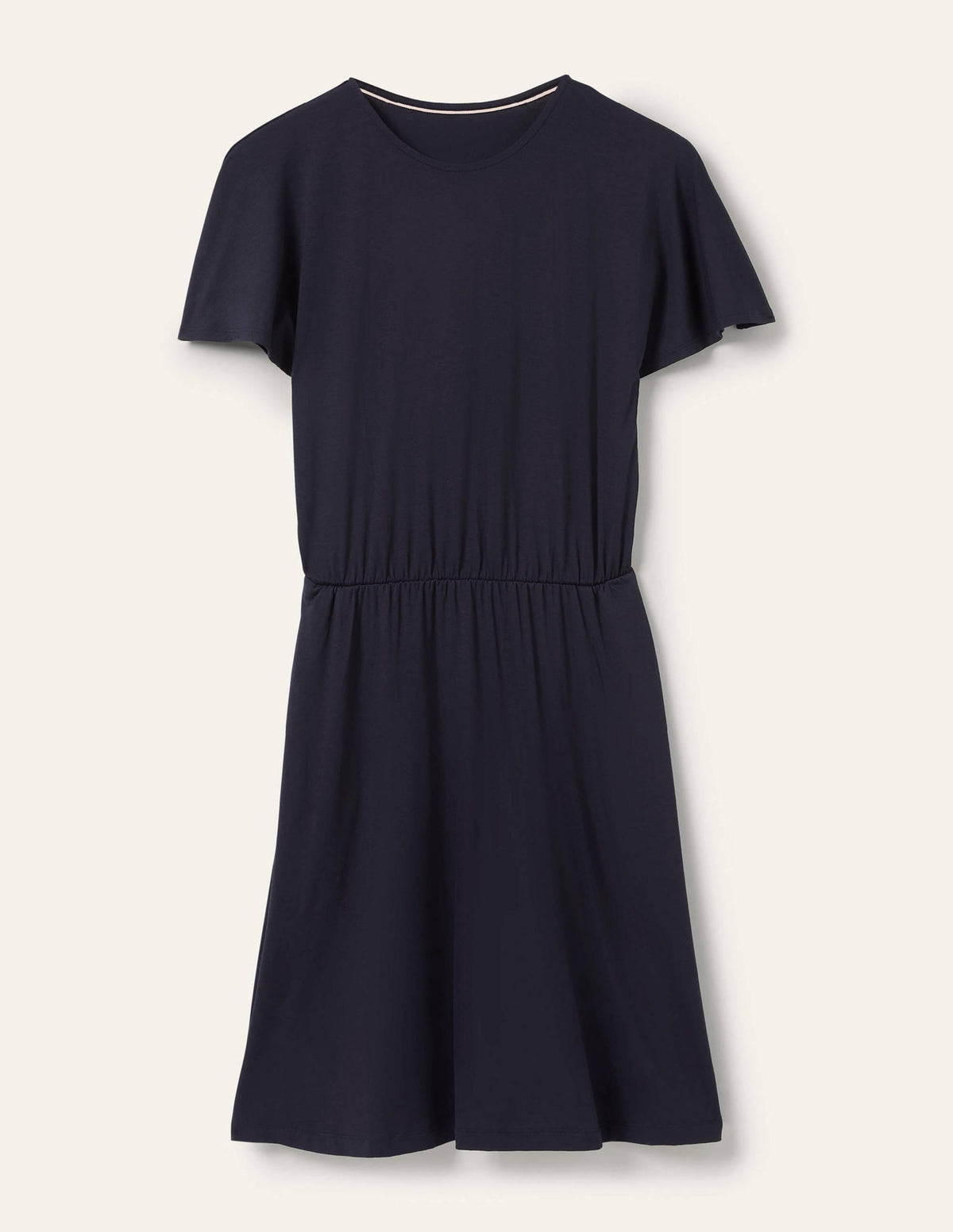 Flutter Sleeve Jersey Dress-Navy-5