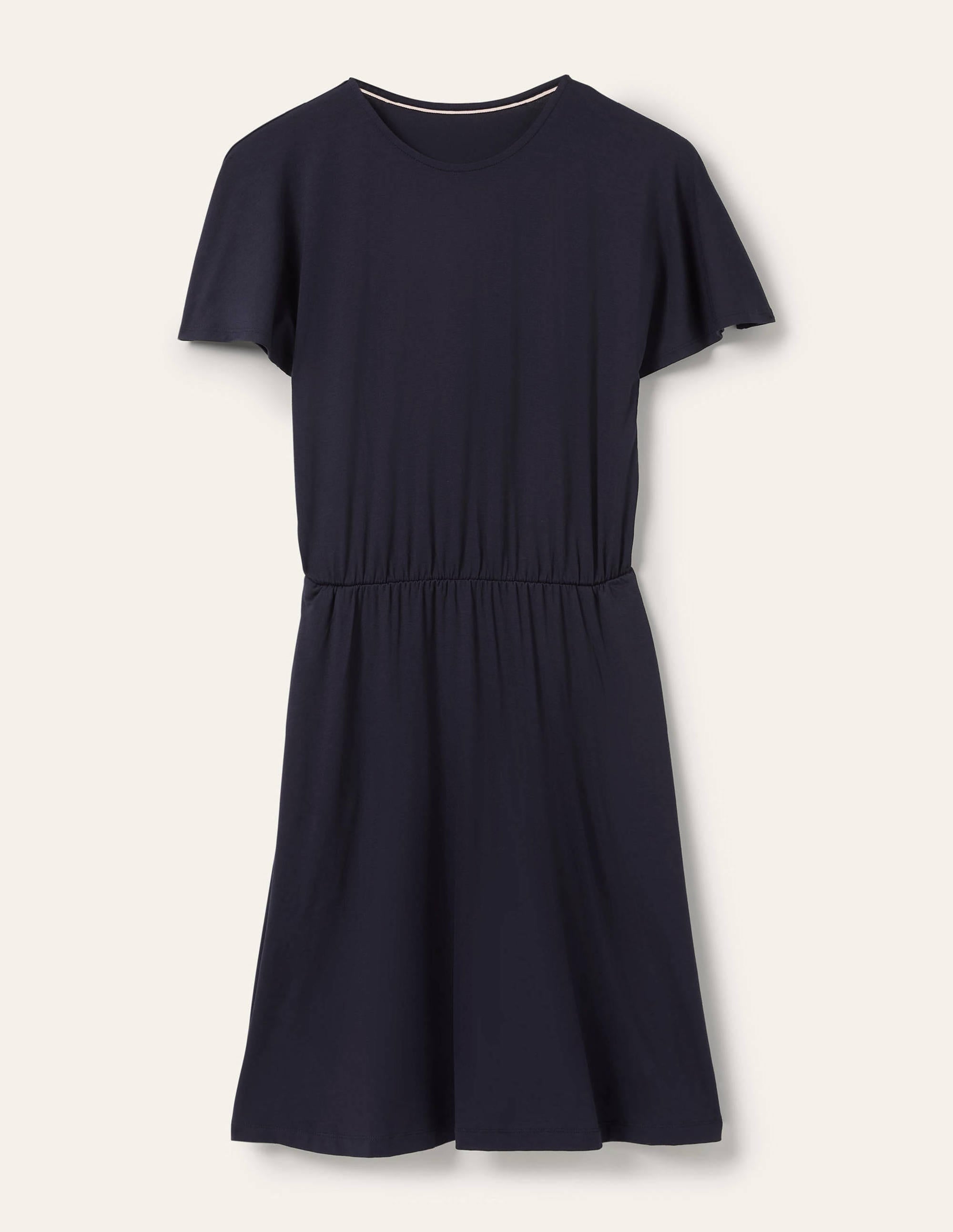Flutter Sleeve Jersey Dress-Navy - Image 5