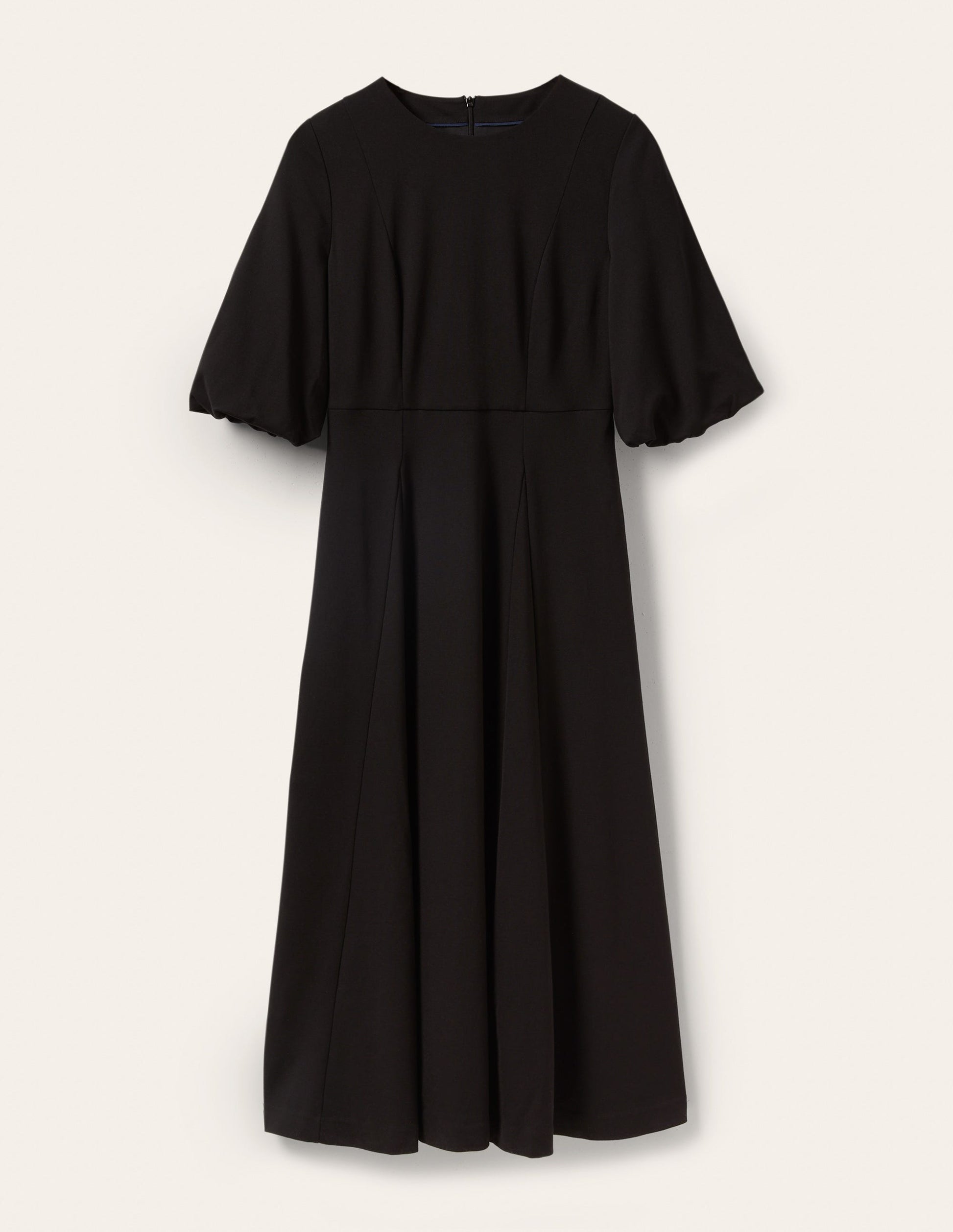 Full Skirt Jersey Midi Dress-Black-5