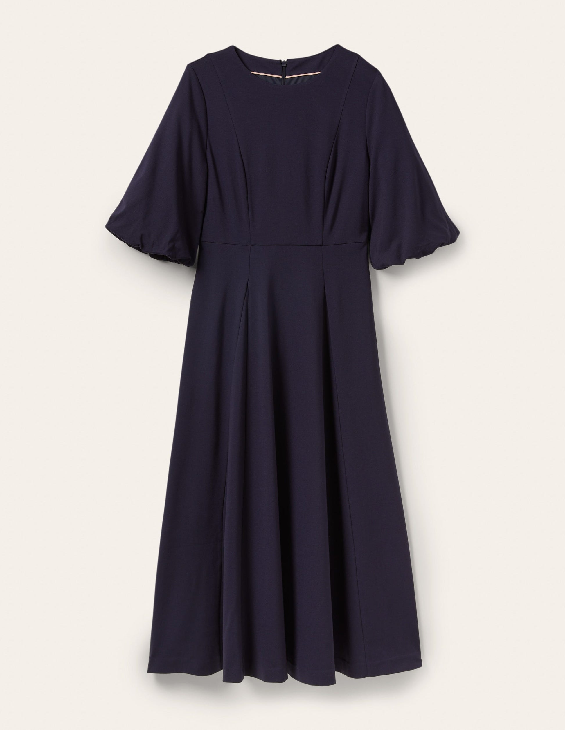 Full Skirt Jersey Midi Dress-Navy-5