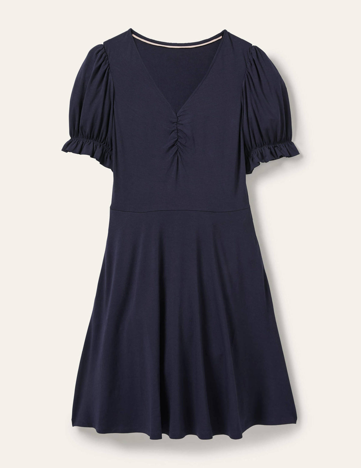 V-Neck Jersey Dress-Navy - Image 5