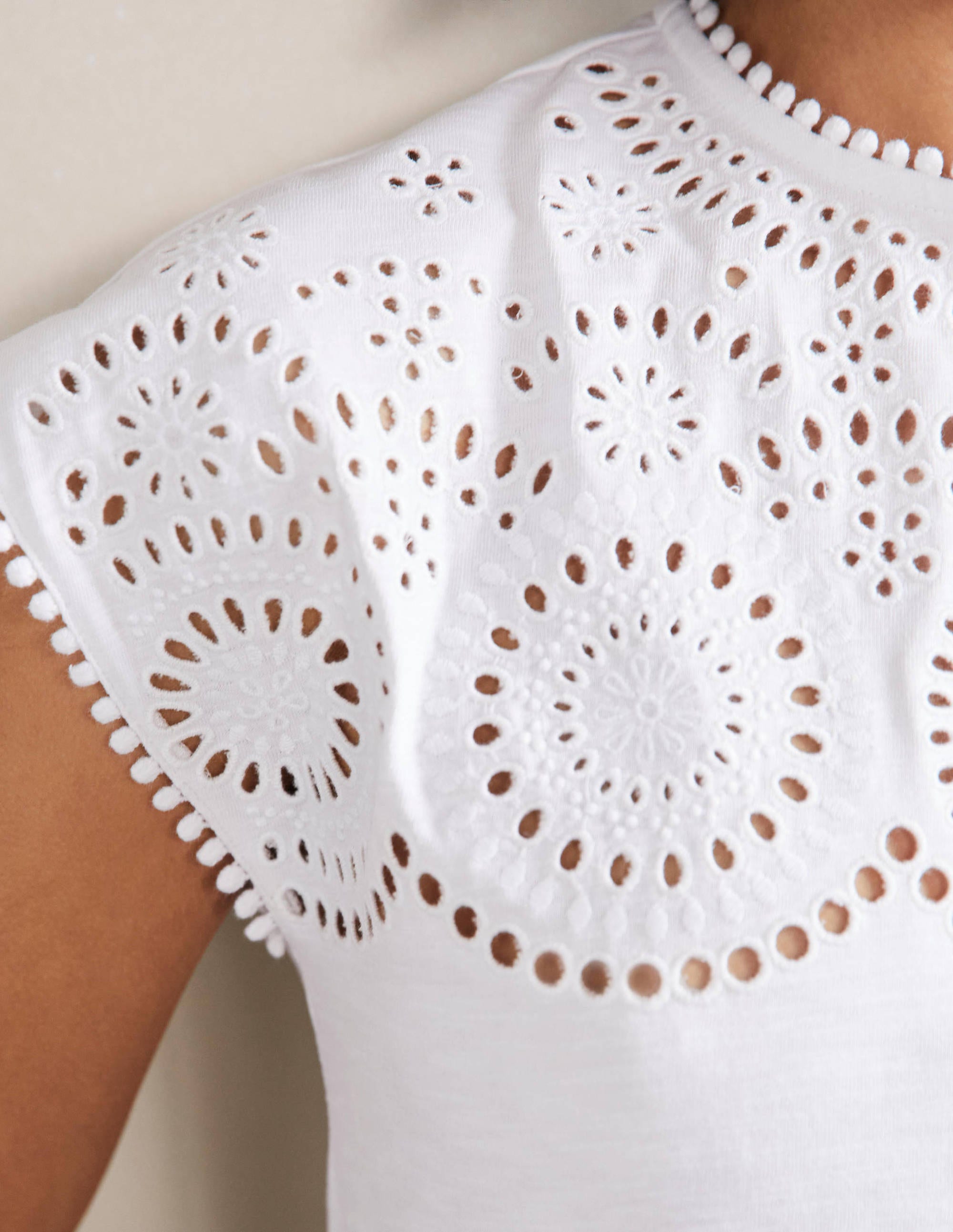 Cutwork Jersey T-shirt Dress-White - Image 2