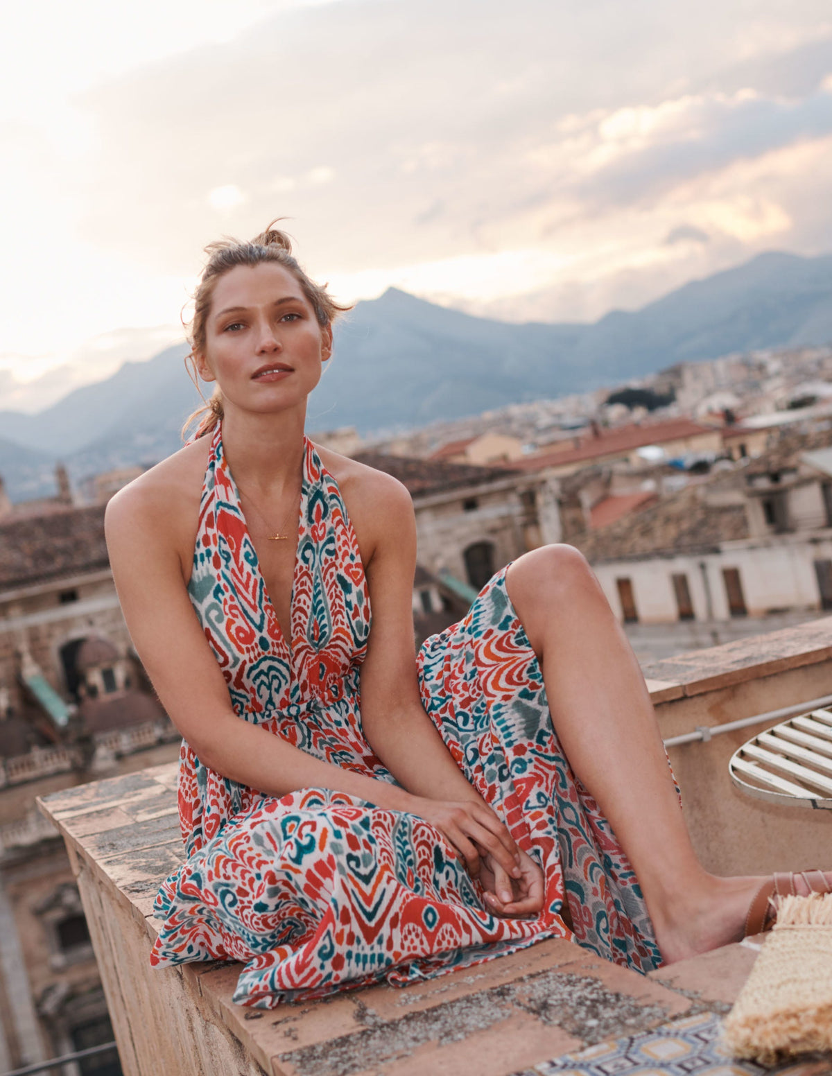 Imogen Halterneck Maxi Dress-Multi, Ikat Charm - Image 6