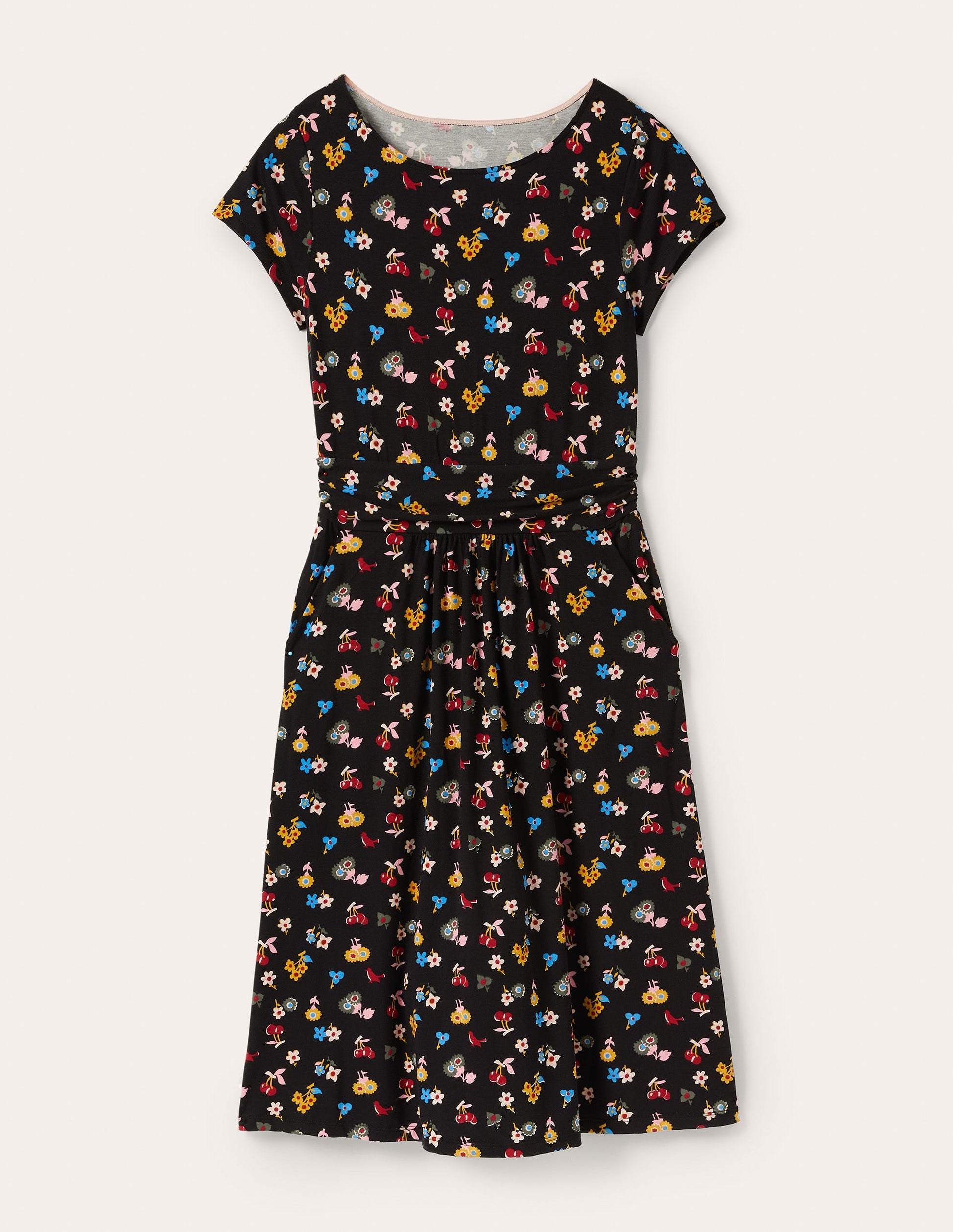 Amelie Jersey Dress-Black, Woodland Bud-5