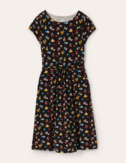 Amelie Jersey Dress-Black, Woodland Bud-5