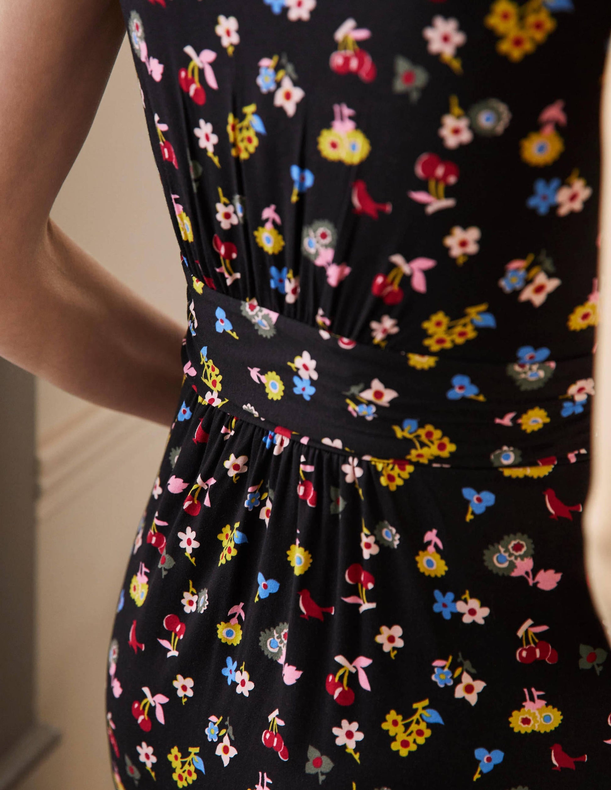 Amelie Jersey Dress-Black, Woodland Bud-2