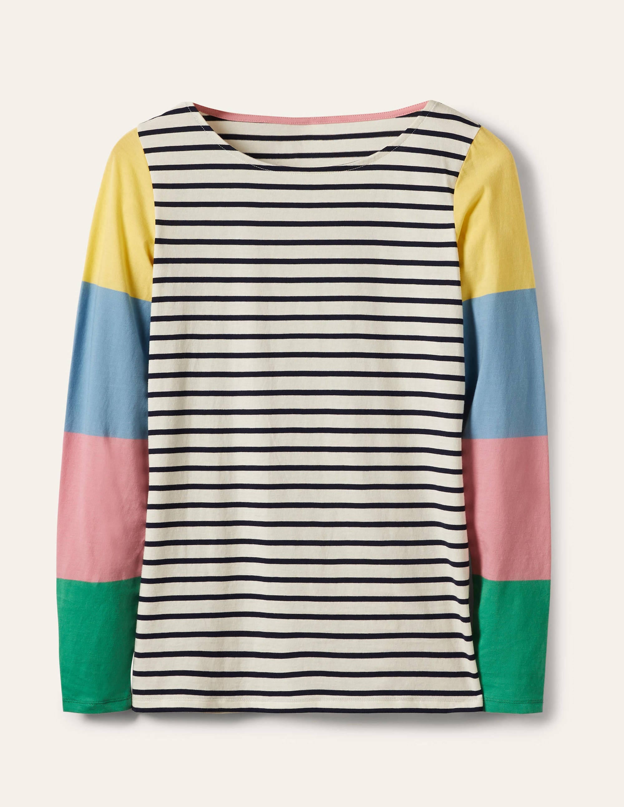 Long Sleeve Breton Top-Lemon / Formica Pink Stripe - Image 5