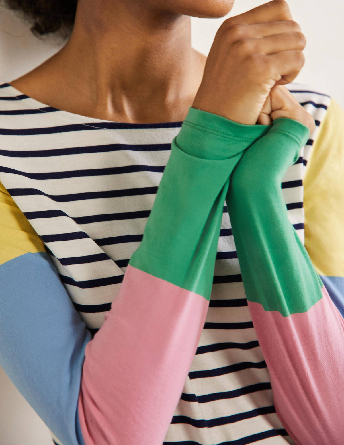 Long Sleeve Breton Top-Lemon / Formica Pink Stripe-2