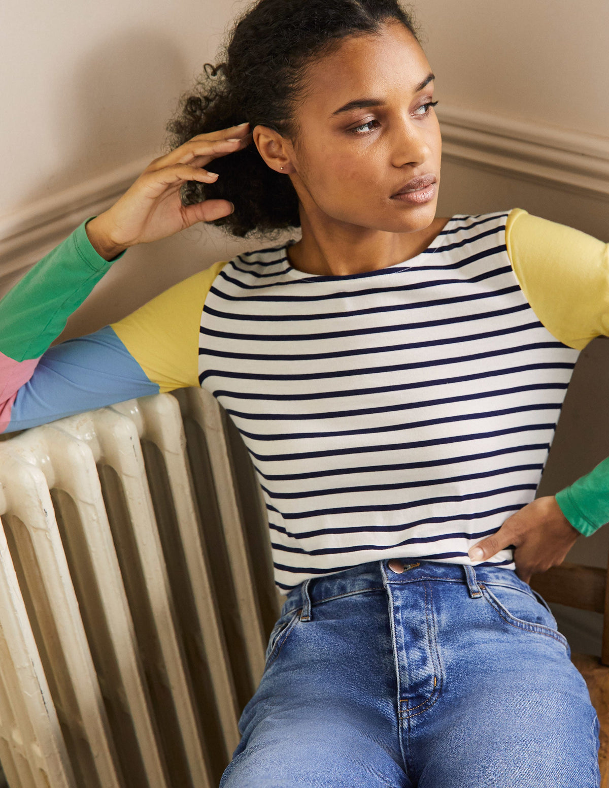 Long Sleeve Breton Top-Lemon / Formica Pink Stripe-4