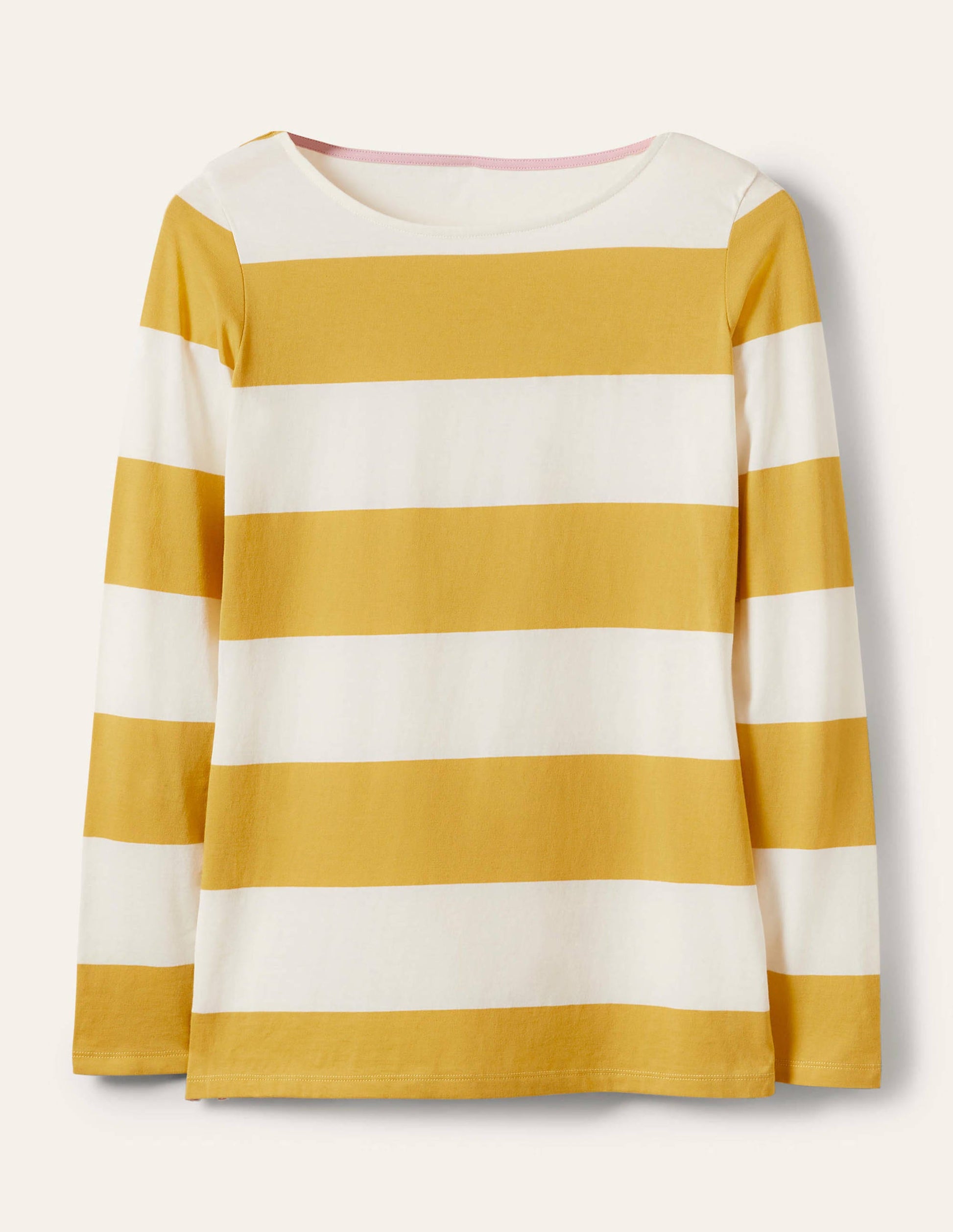 Long Sleeve Breton Top-Mustard / Ivory Stripe-5
