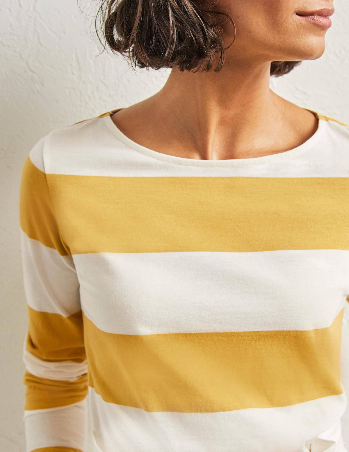 Long Sleeve Breton Top-Mustard / Ivory Stripe - Image 2