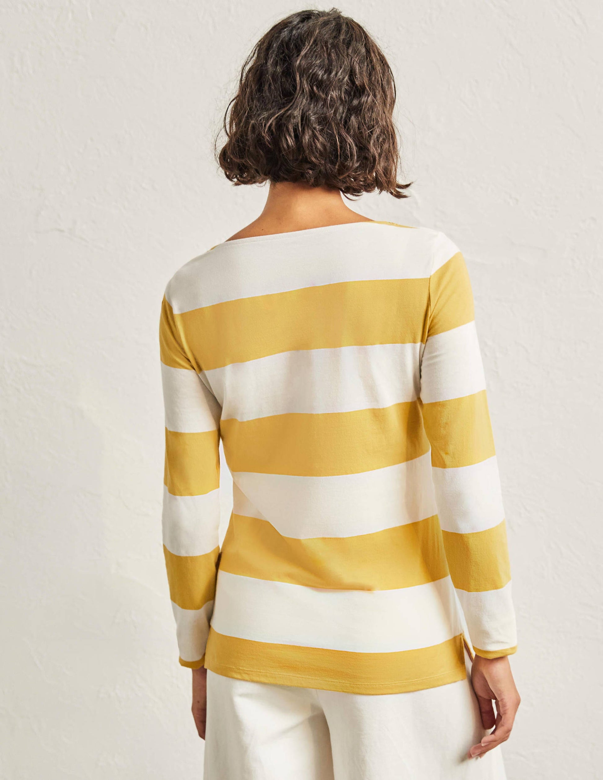 Long Sleeve Breton Top-Mustard / Ivory Stripe-3