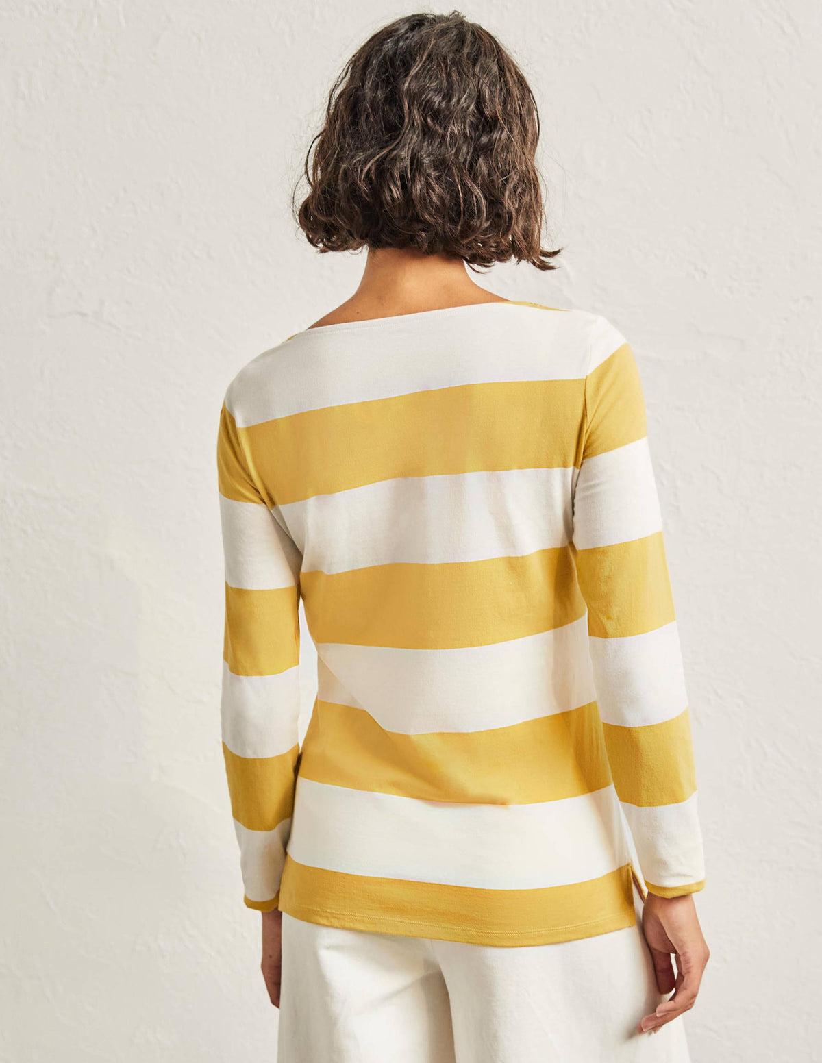Long Sleeve Breton Top-Mustard / Ivory Stripe - Image 3