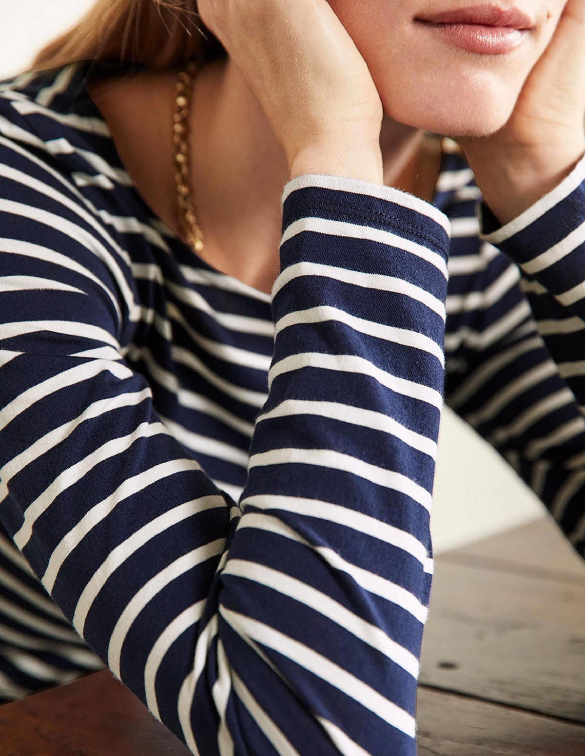 Long Sleeve Breton Top-Navy / Ivory Stripe-2