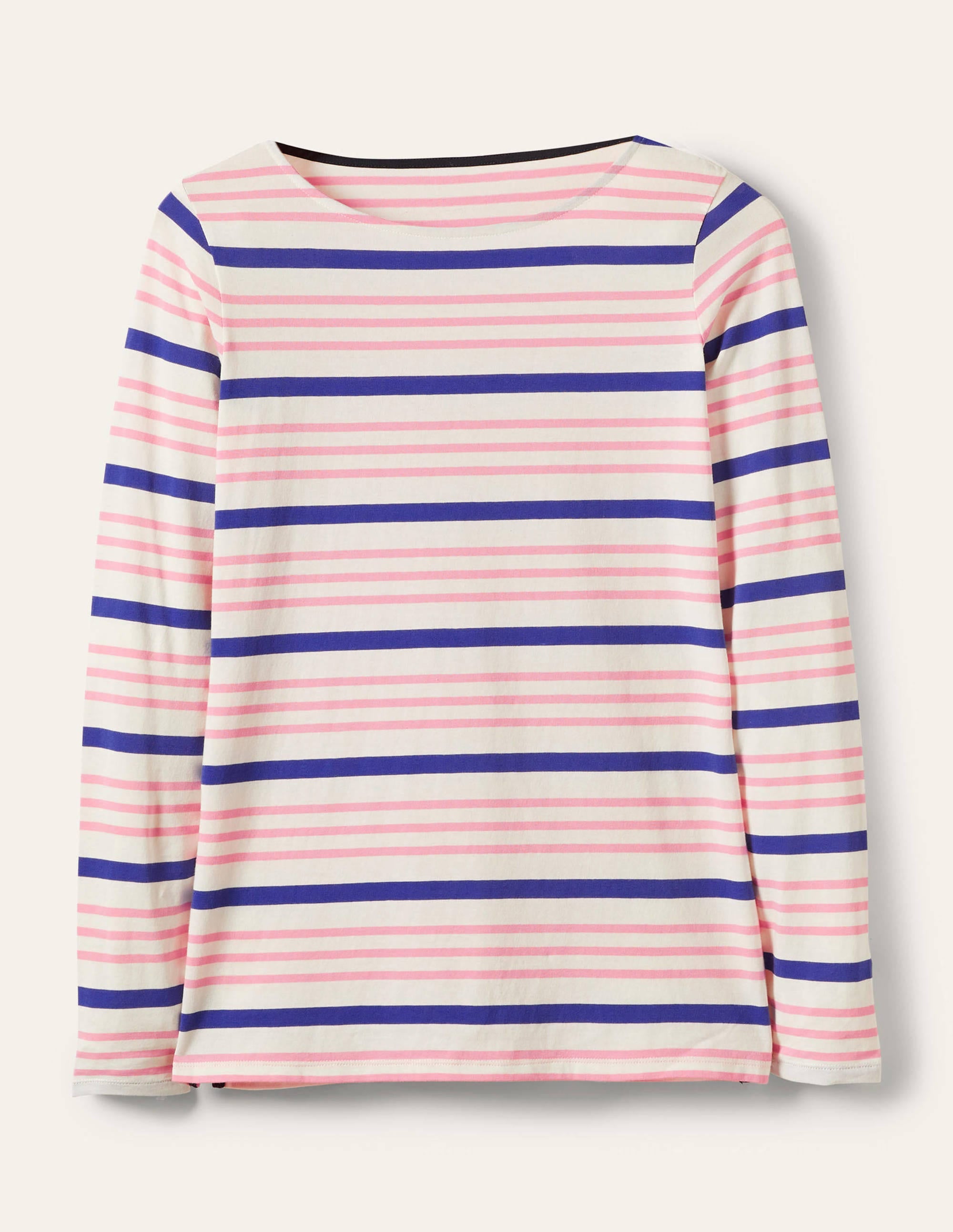 Long Sleeve Breton Top-Formica Pink / Blue Stripe - Image 5