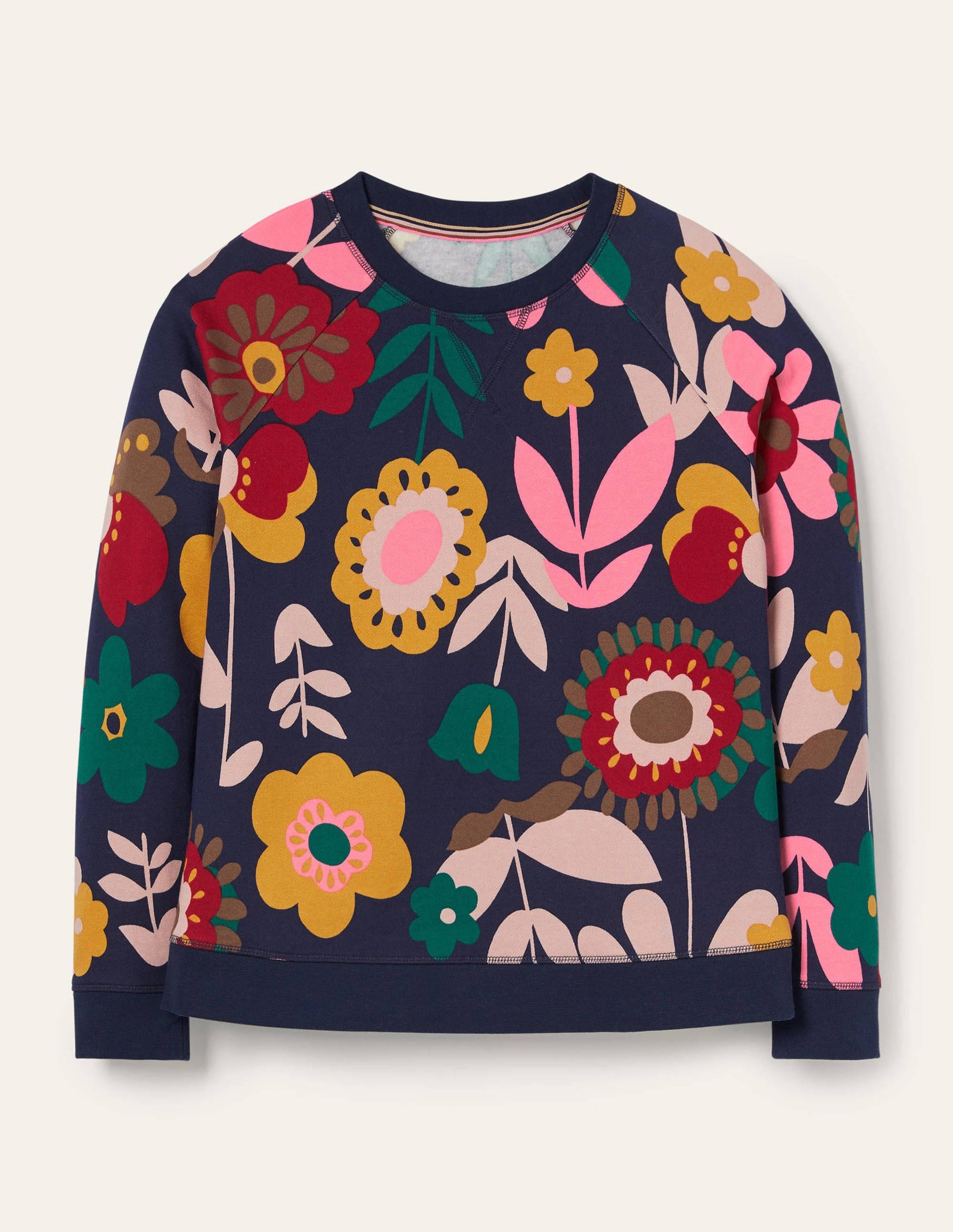 Printed Cotton Sweatshirt-Navy Flora Bloom-5