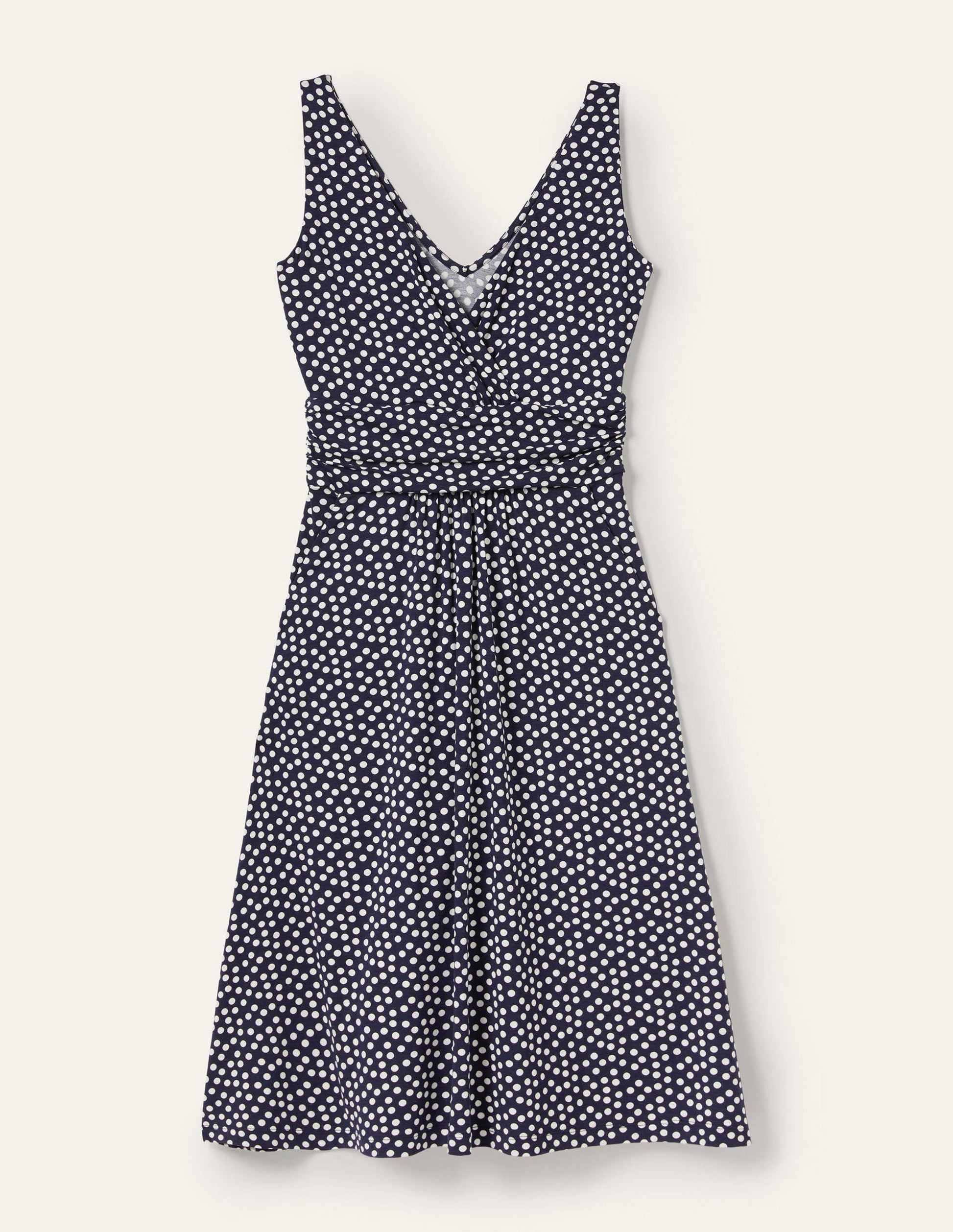 Effie V-Neck Jersey Dress-French Navy Scattered Dot-6