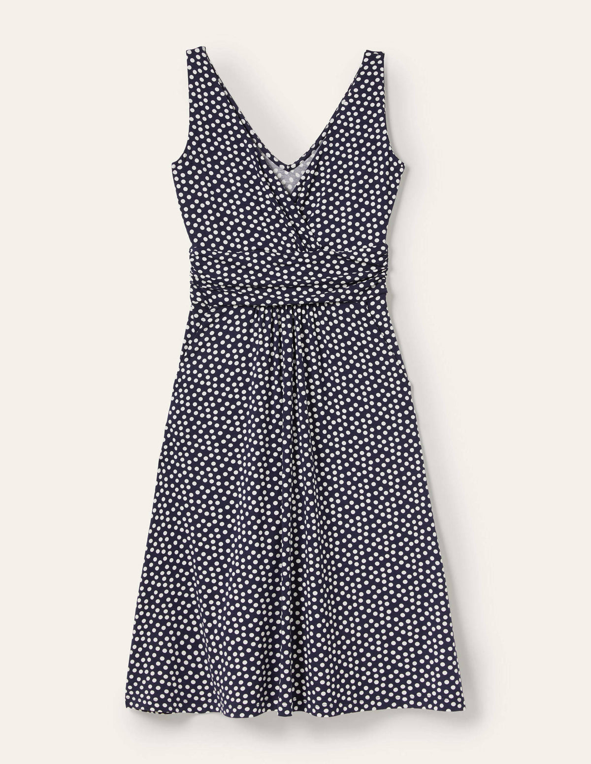 Effie V-Neck Jersey Dress-French Navy Scattered Dot - Image 6