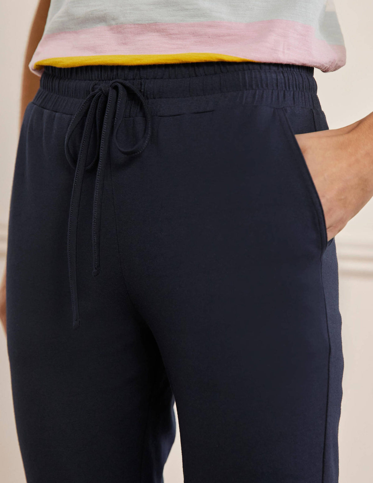 Cuffed Jersey Joggers-Navy - Image 5