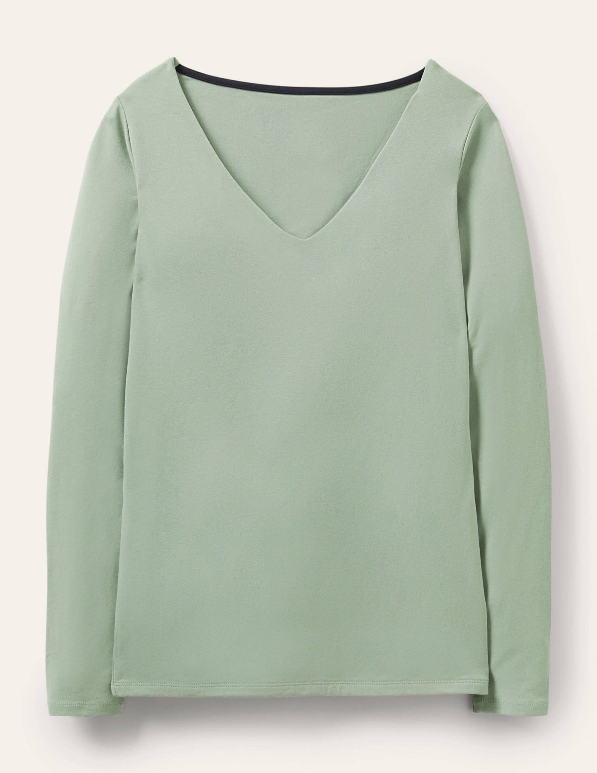 Double Layer V-neck Top-Iceberg Green-5