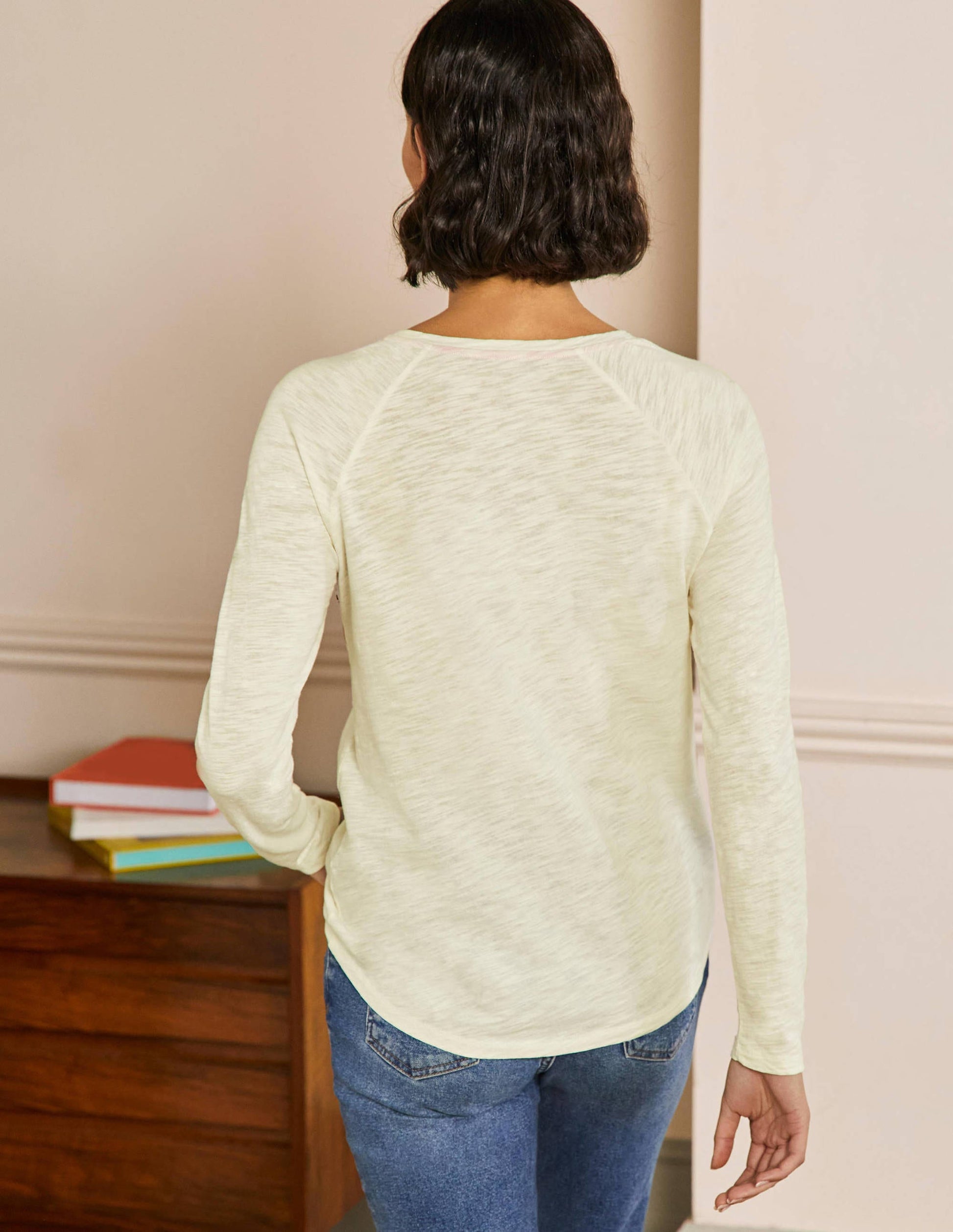 Lorna Baseball Jersey Top-Ivory, Floral Chest Stripe-3