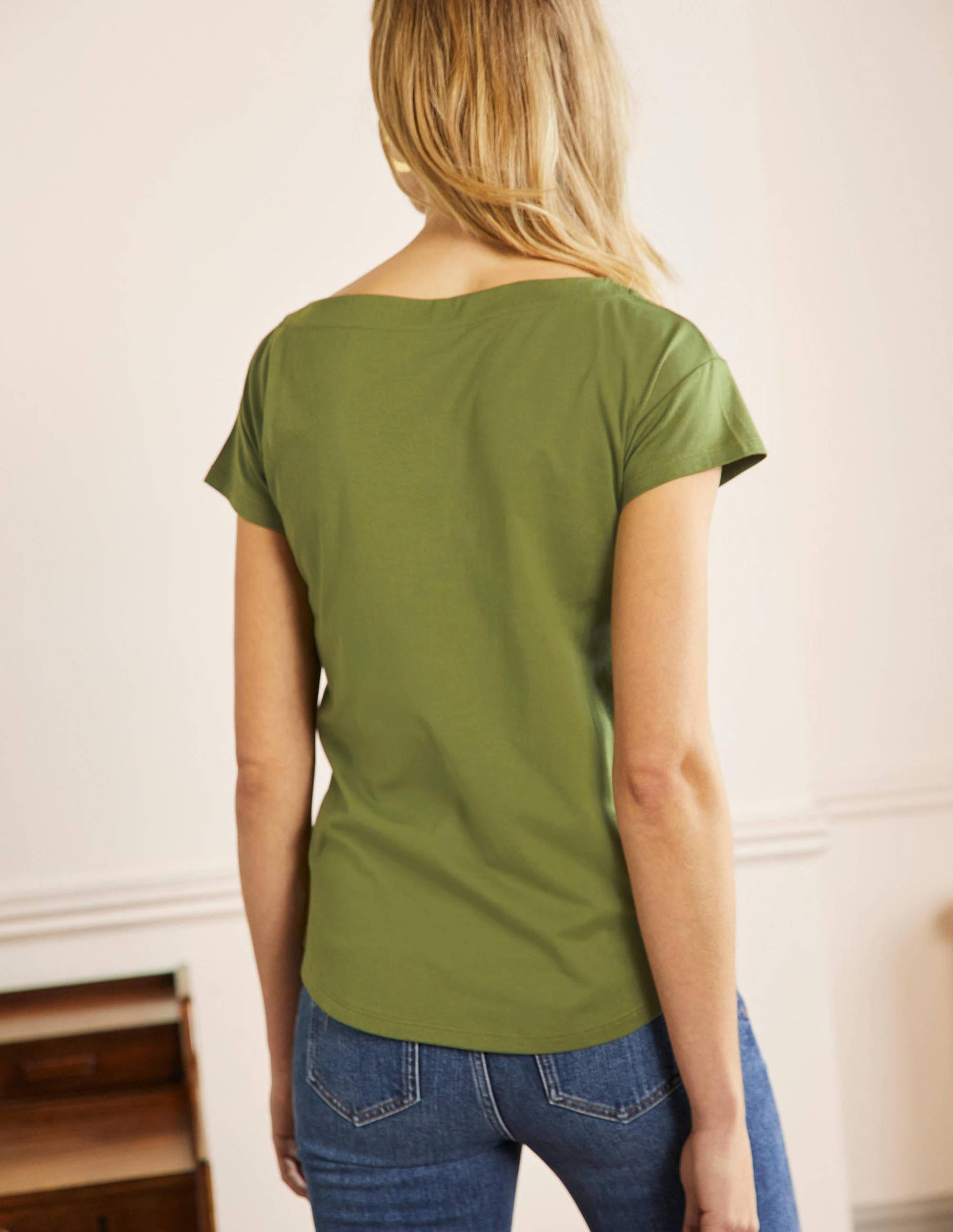 Supersoft Boat Neck T-Shirt-Pea-3