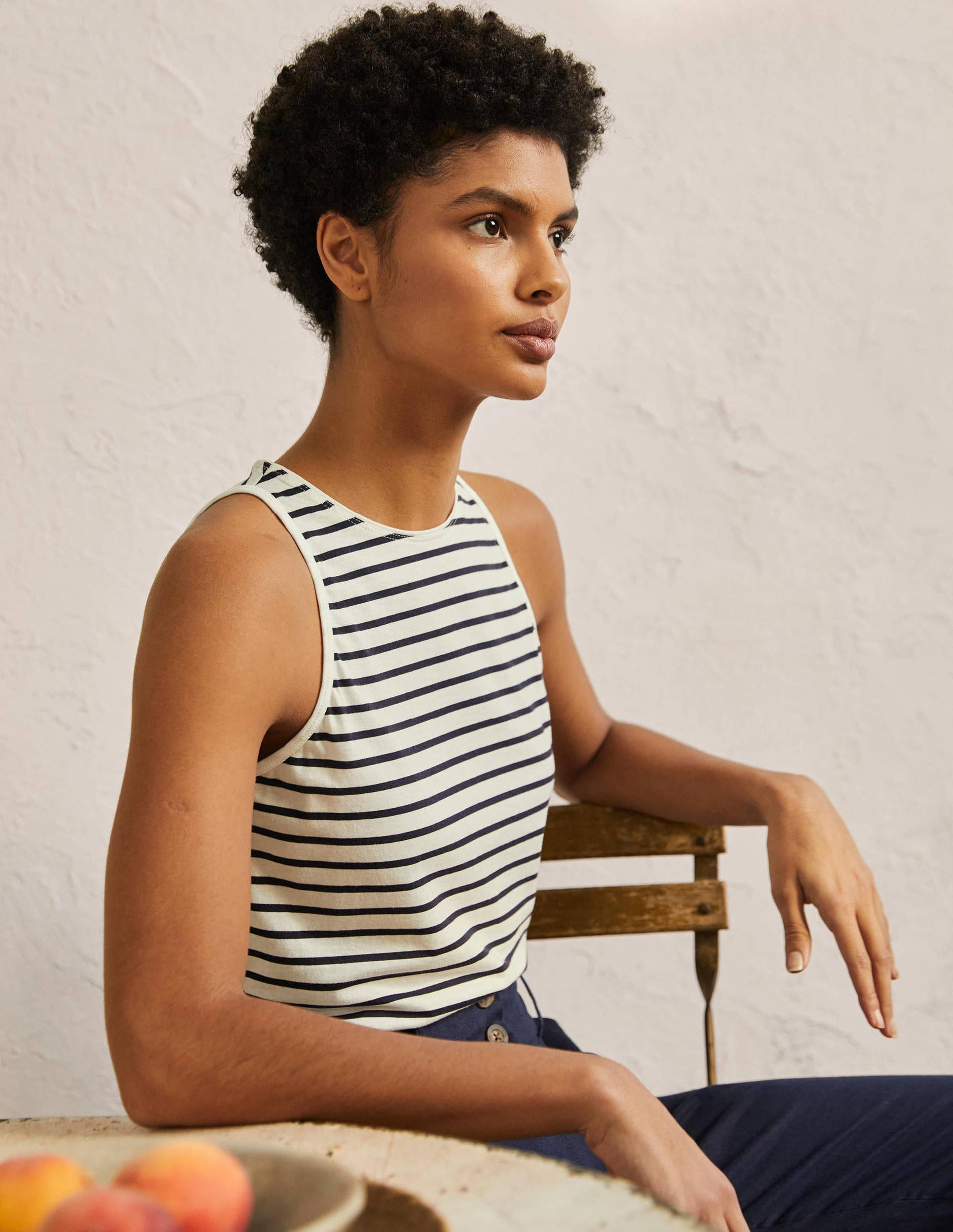 Supersoft Vest-Ivory / Navy Stripe-1