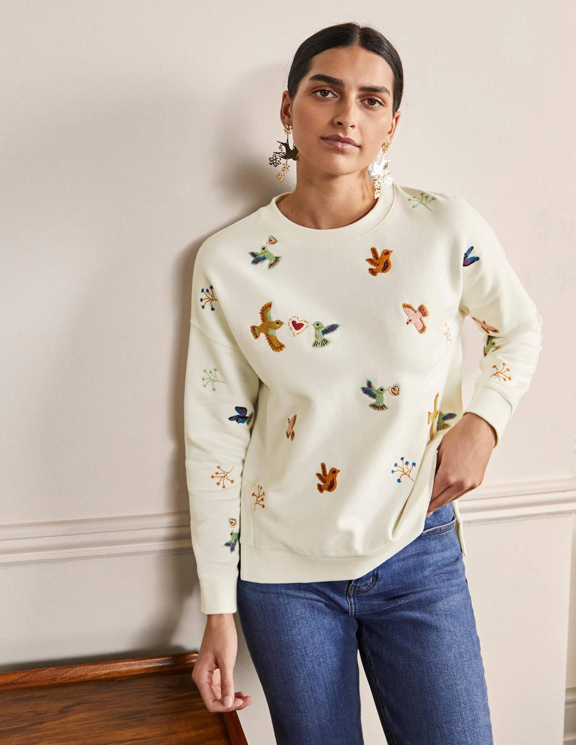 Interest Sweatshirt-Ivory, Multi Embroidery-1