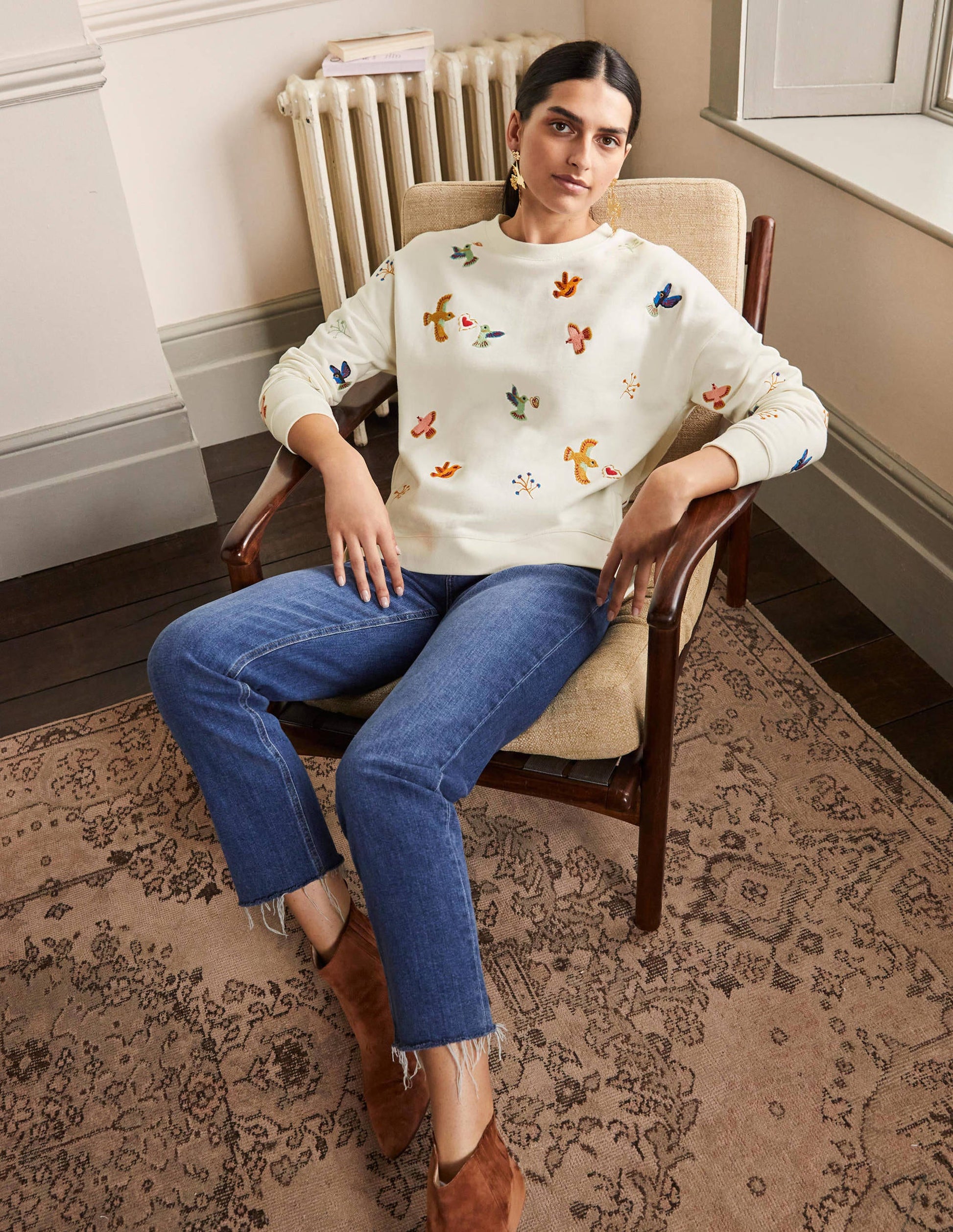 Interest Sweatshirt-Ivory, Multi Embroidery-4