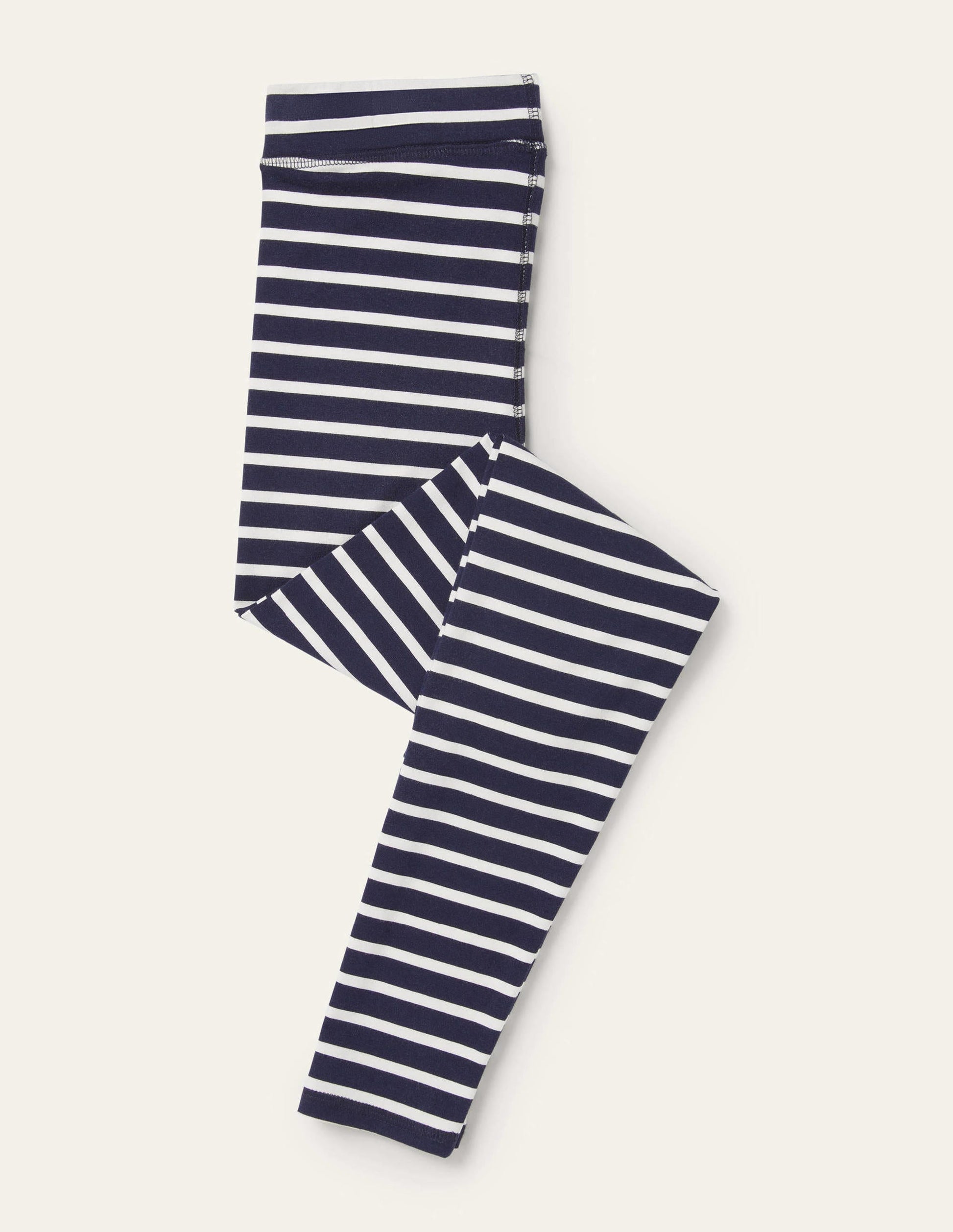 High Rise Jersey Leggings-Navy/Ivory-5