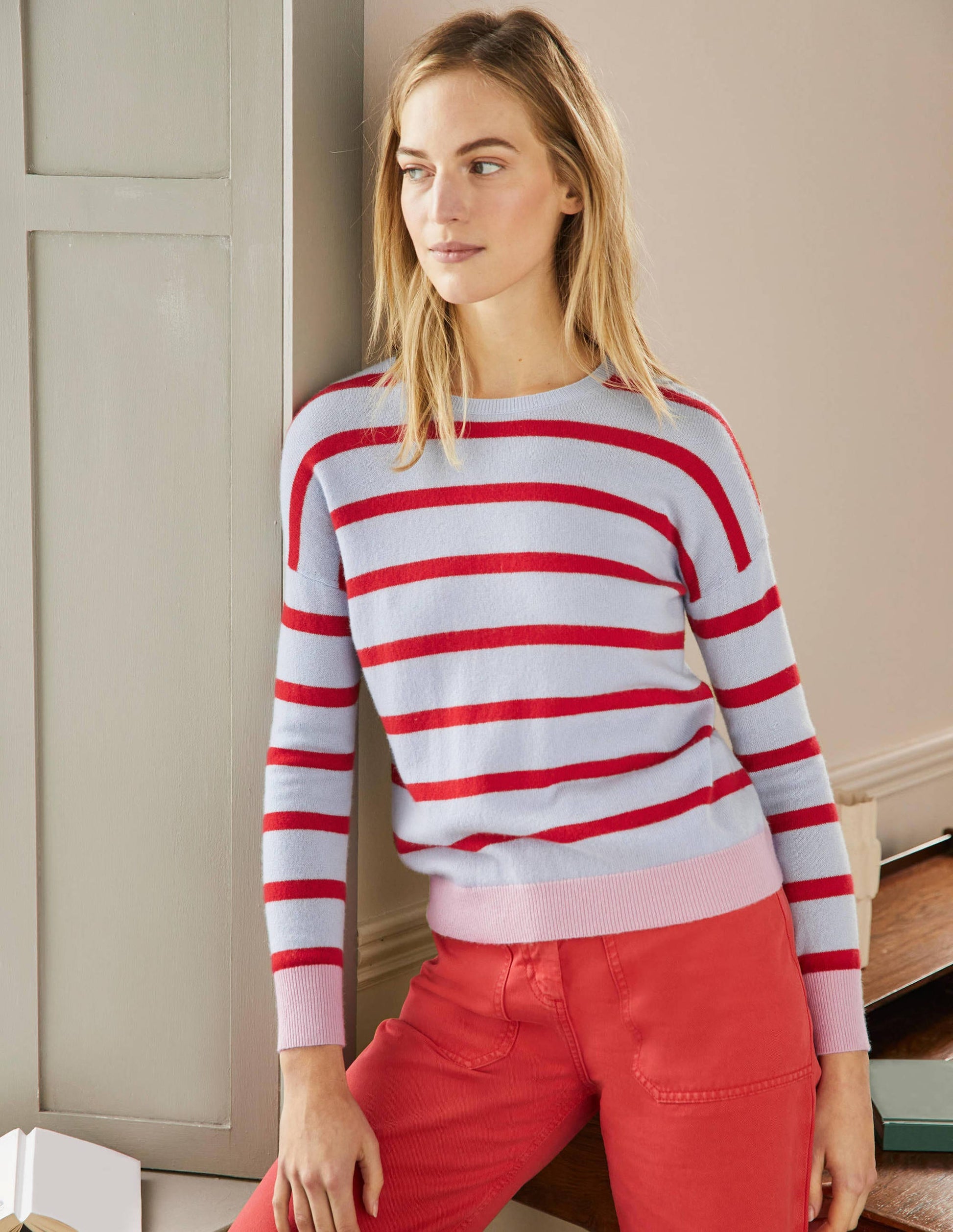 Striped Cashmere Jumper-Lapis Light Blue Stripe-1