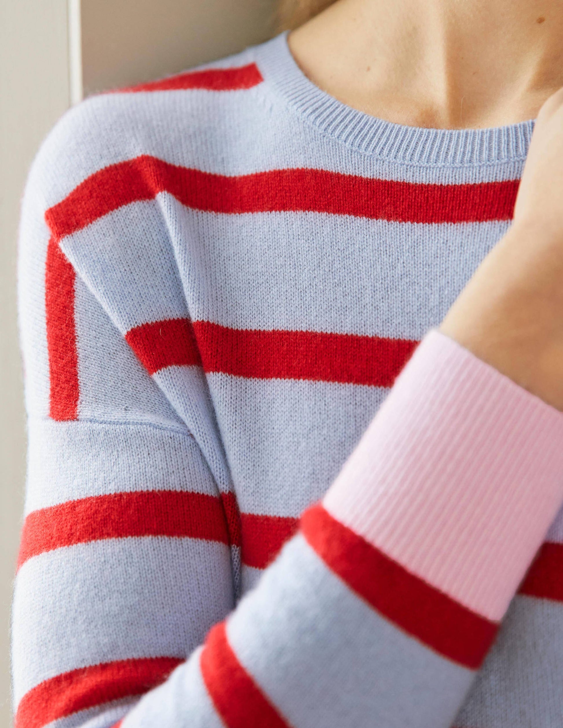 Striped Cashmere Jumper-Lapis Light Blue Stripe-2