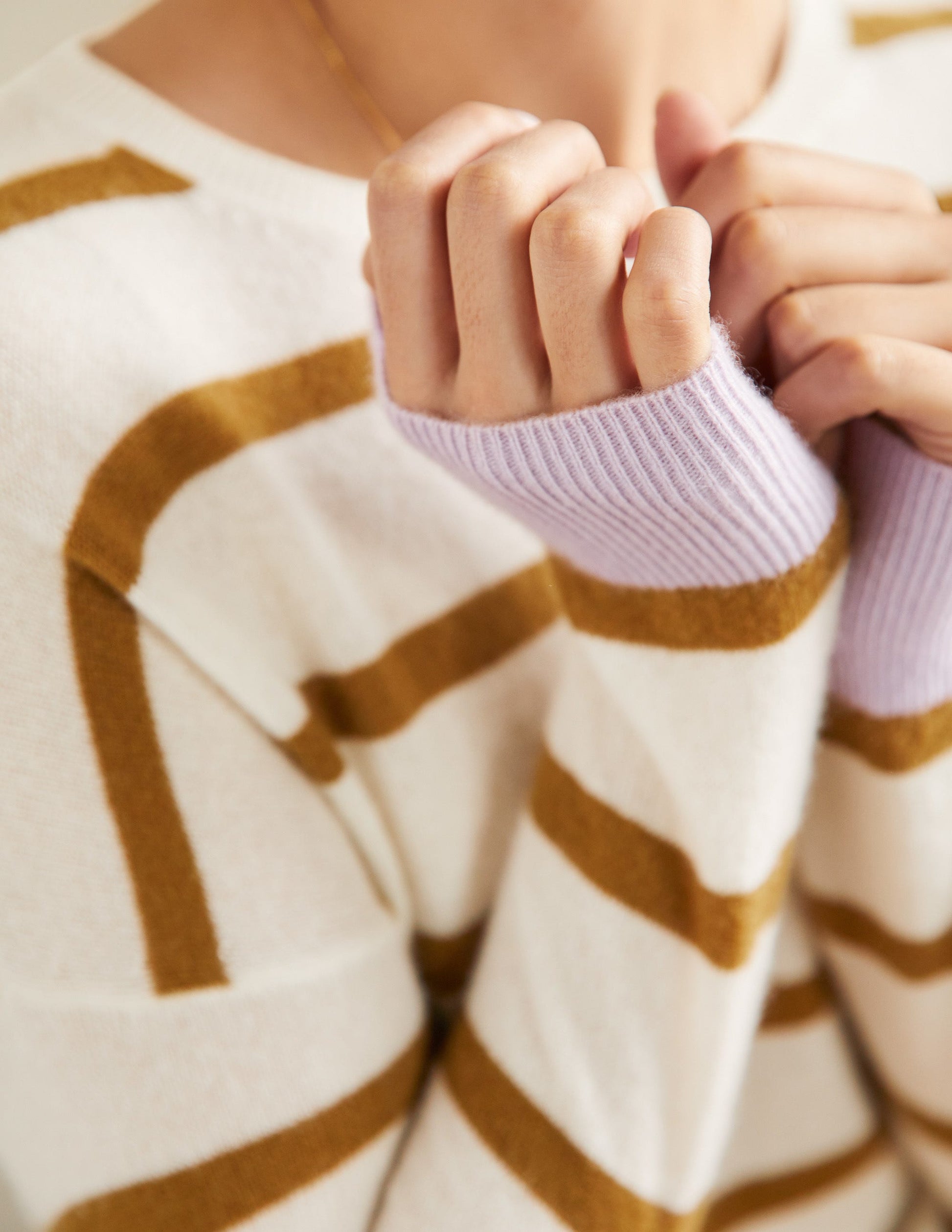 Striped Cashmere Jumper-Ivory Melange Stripe-2