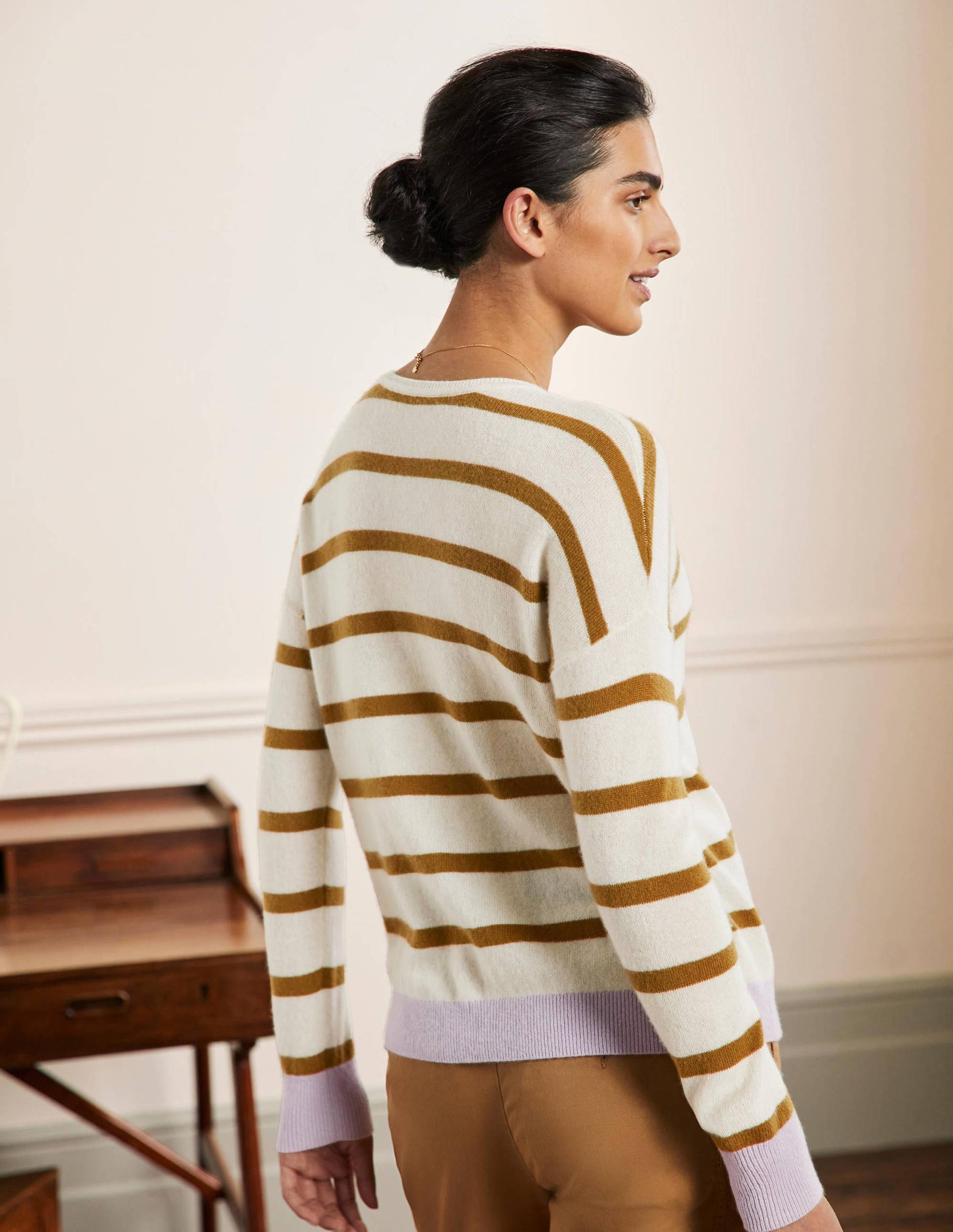 Striped Cashmere Jumper-Ivory Melange Stripe-3