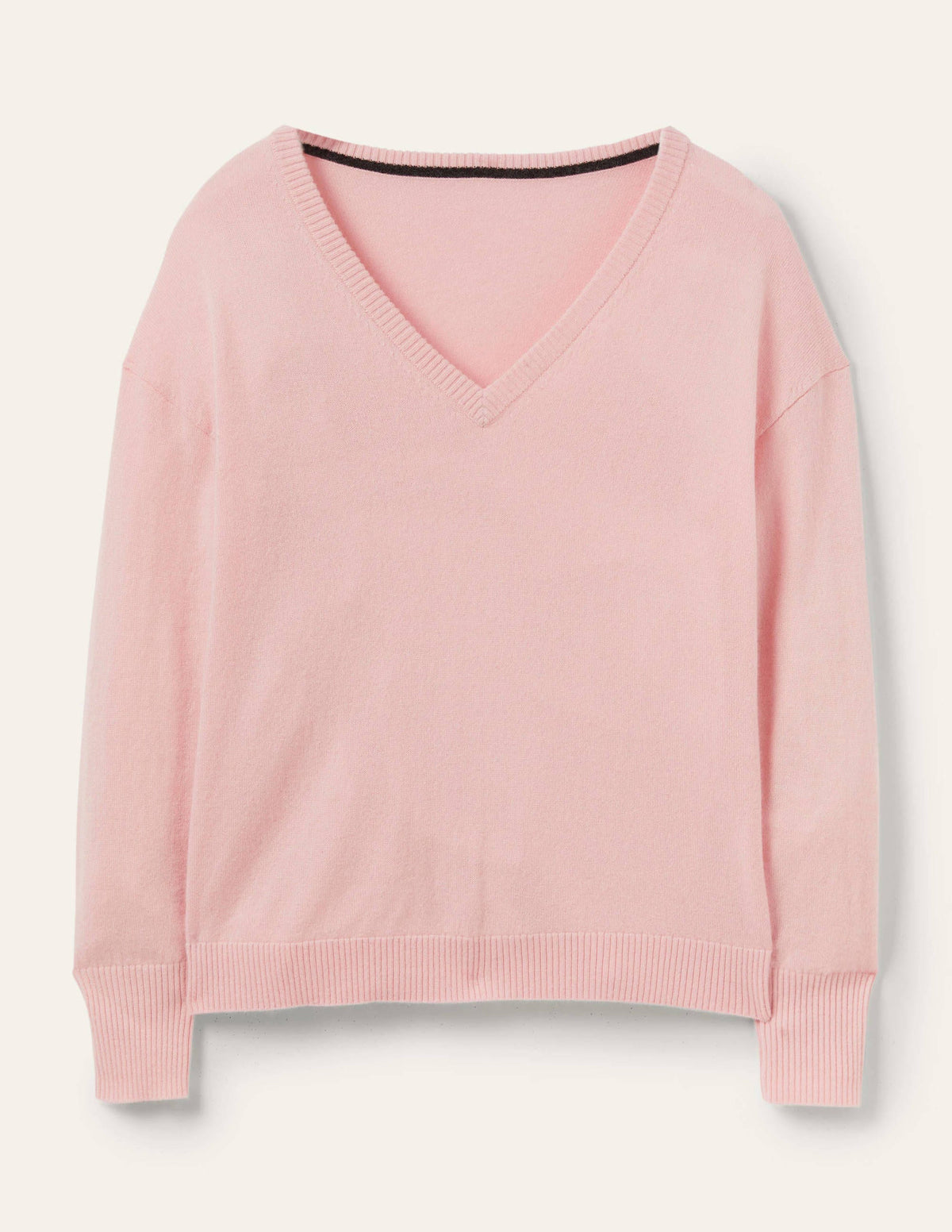 Cashmere V-neck Relaxed Jumper-Pink Blush - Image 5