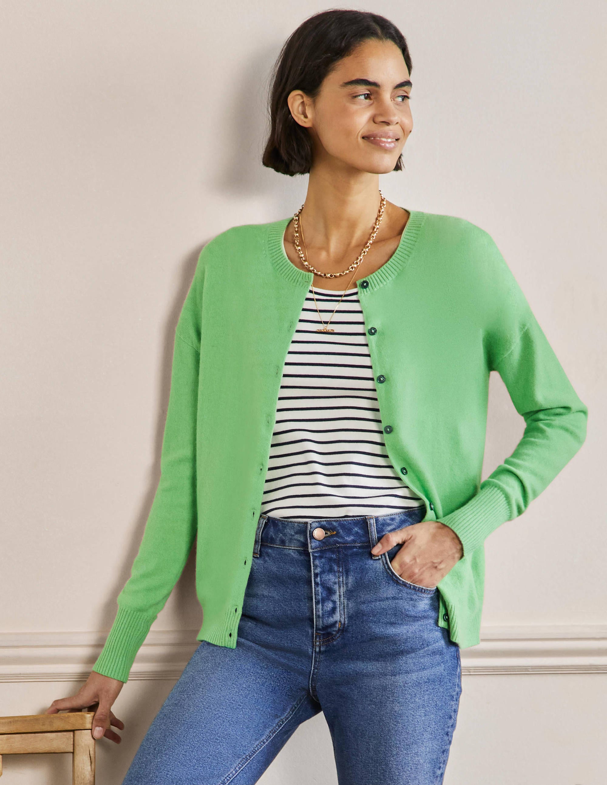 Cashmere Cardigan-Zephyr Green - Image 4